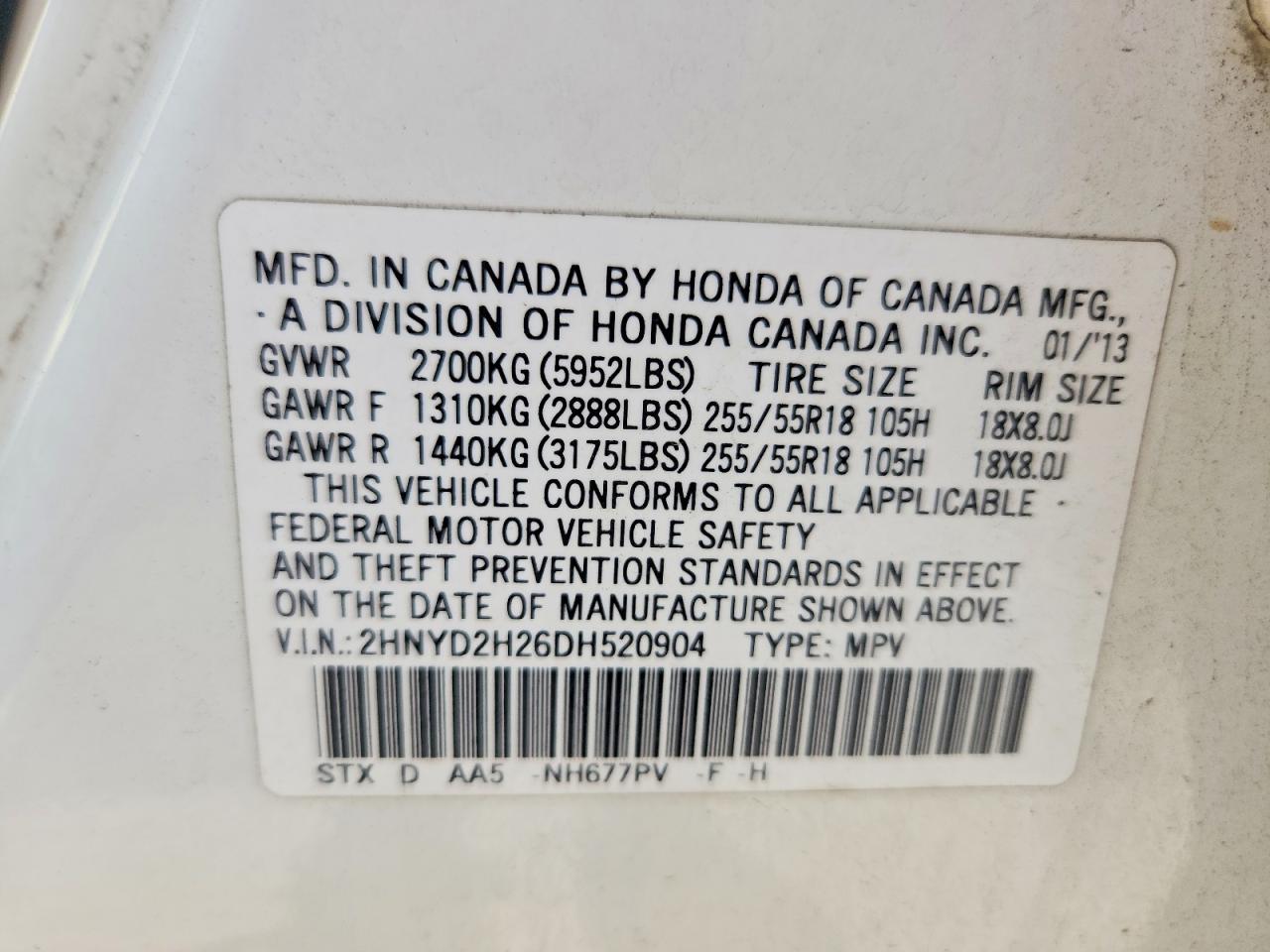 2013 Acura Mdx White vin: 2HNYD2H26DH520904