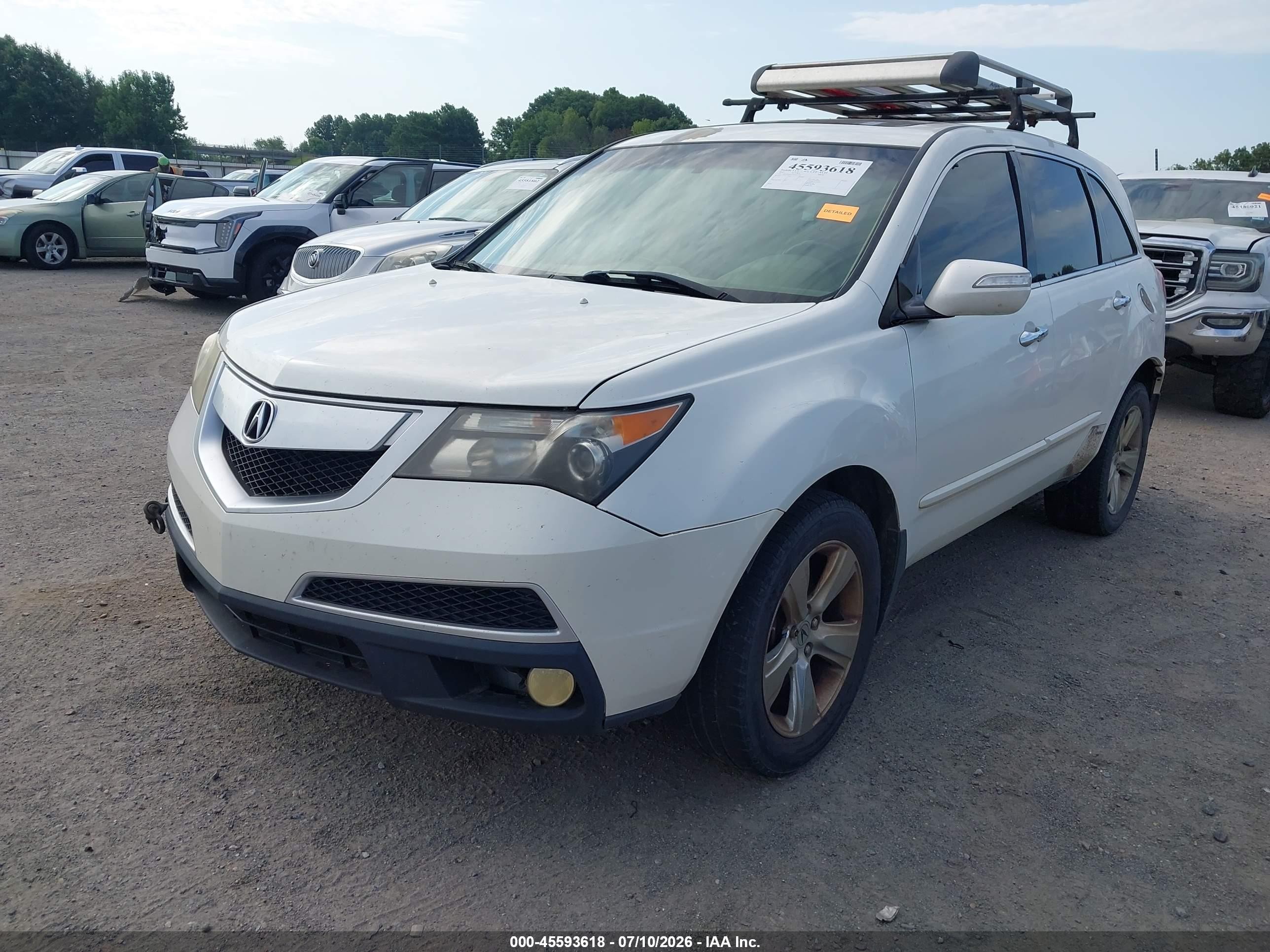 2010 Acura Mdx   White vin: 2HNYD2H27AH505338