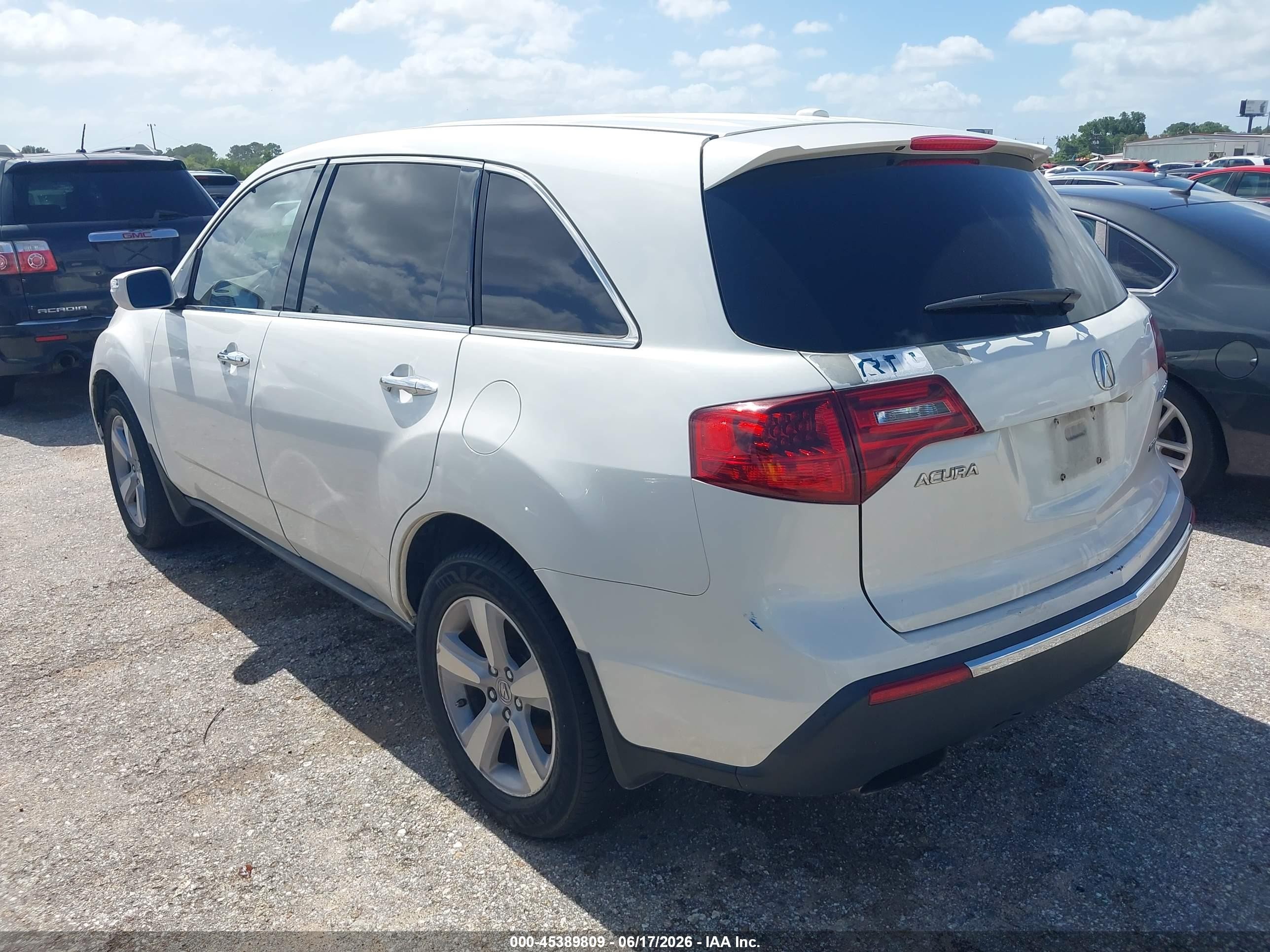 2012 Acura Mdx   White vin: 2HNYD2H27CH524264