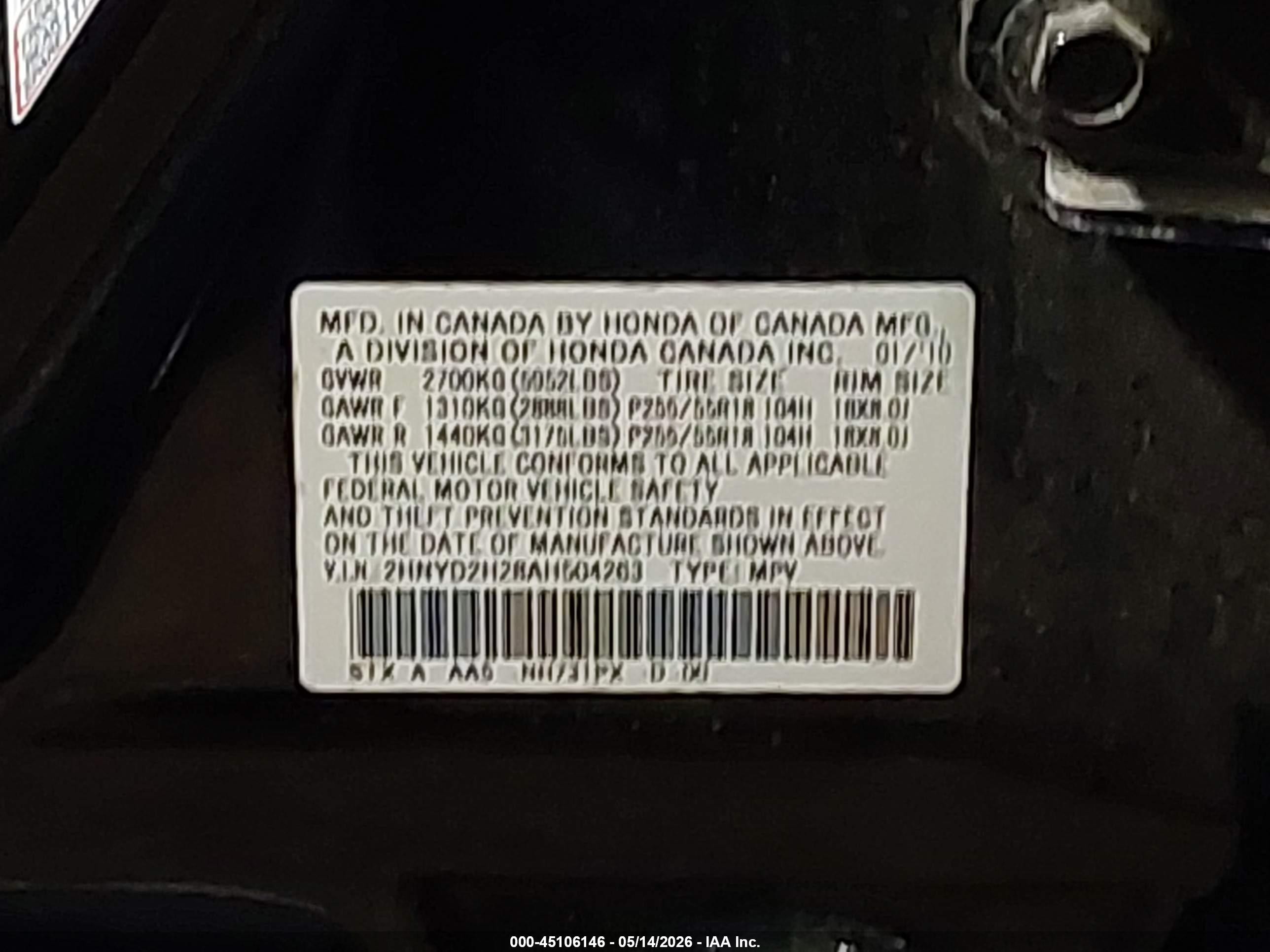 2010 Acura Mdx   Black vin: 2HNYD2H28AH504263