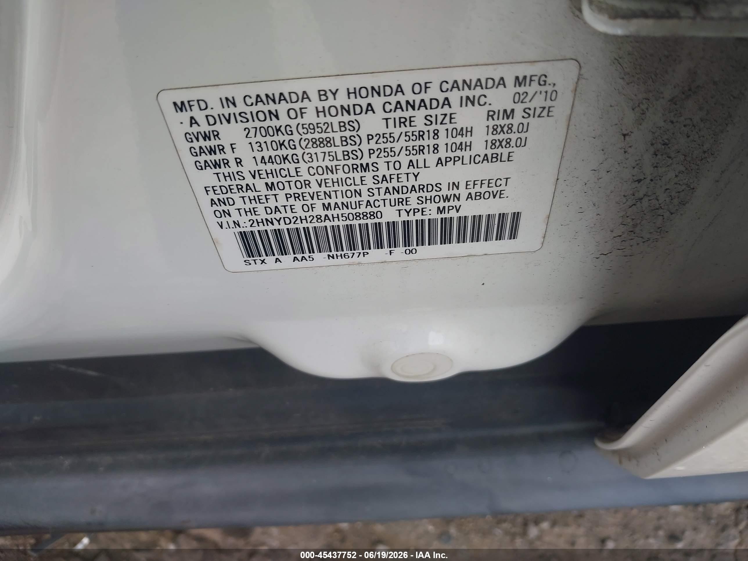 2010 Acura Mdx   Белый vin: 2HNYD2H28AH508880