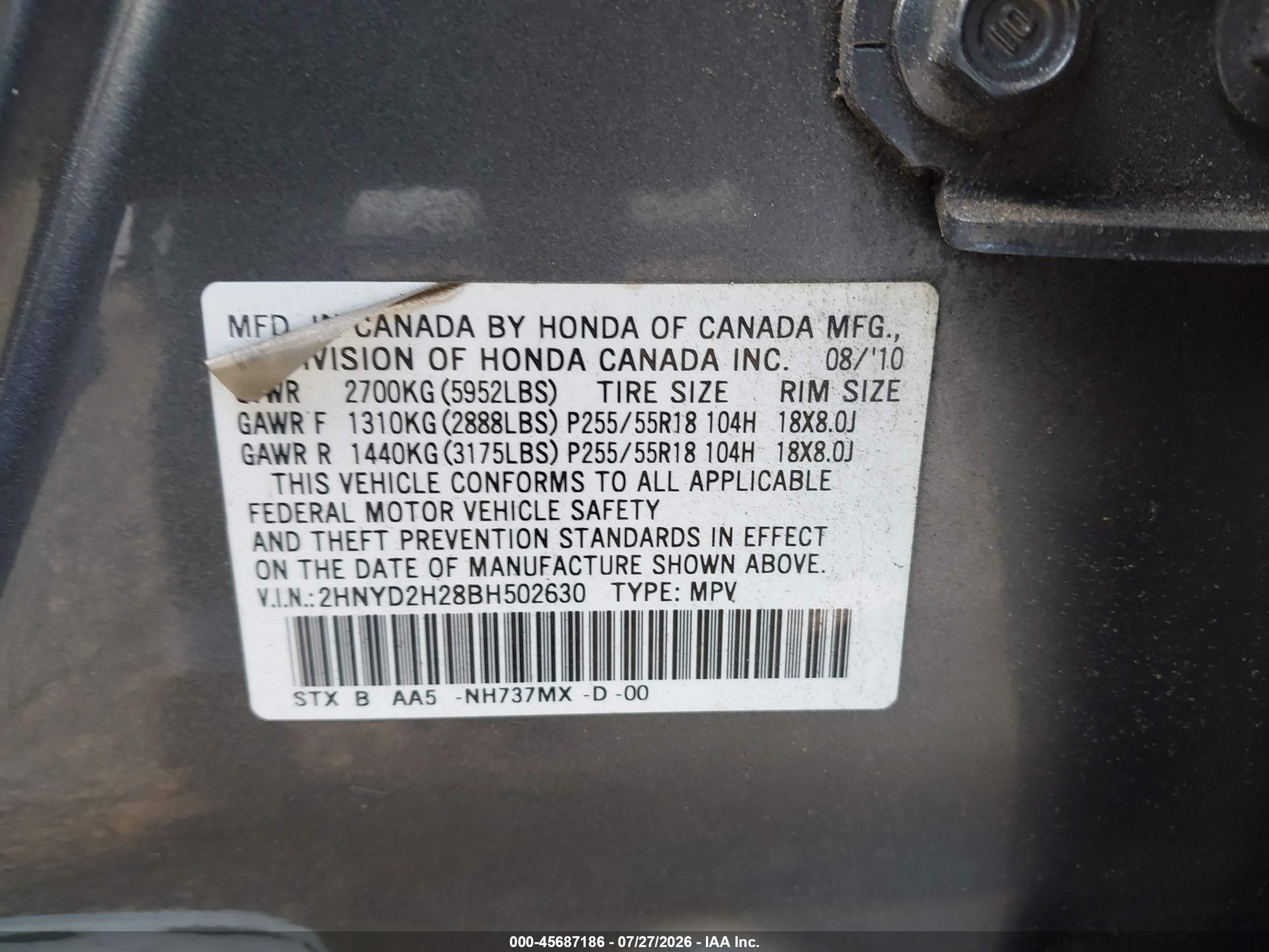 2011 Acura Mdx   Gray vin: 2HNYD2H28BH502630