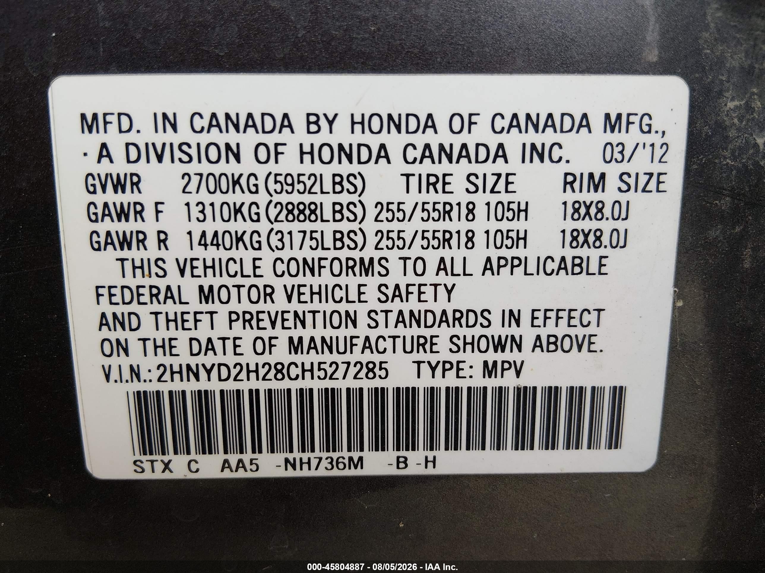 2012 Acura Mdx   Gray vin: 2HNYD2H28CH527285