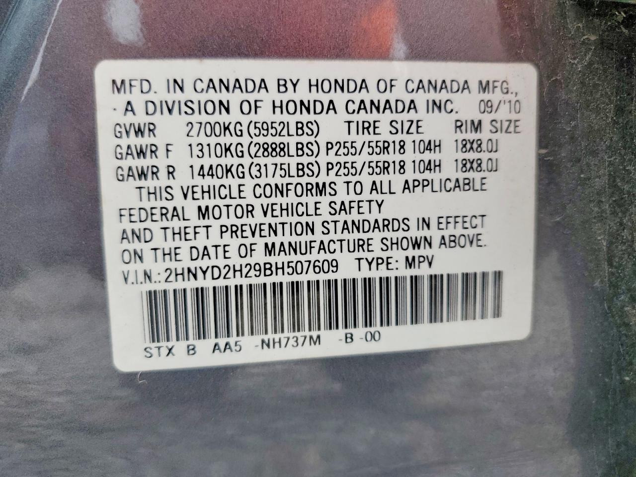 2011 Acura Mdx Gray vin: 2HNYD2H29BH507609