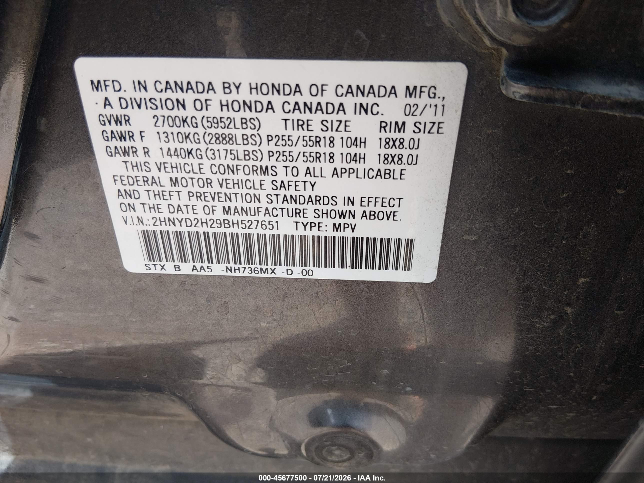 2011 Acura Mdx   Black vin: 2HNYD2H29BH527651