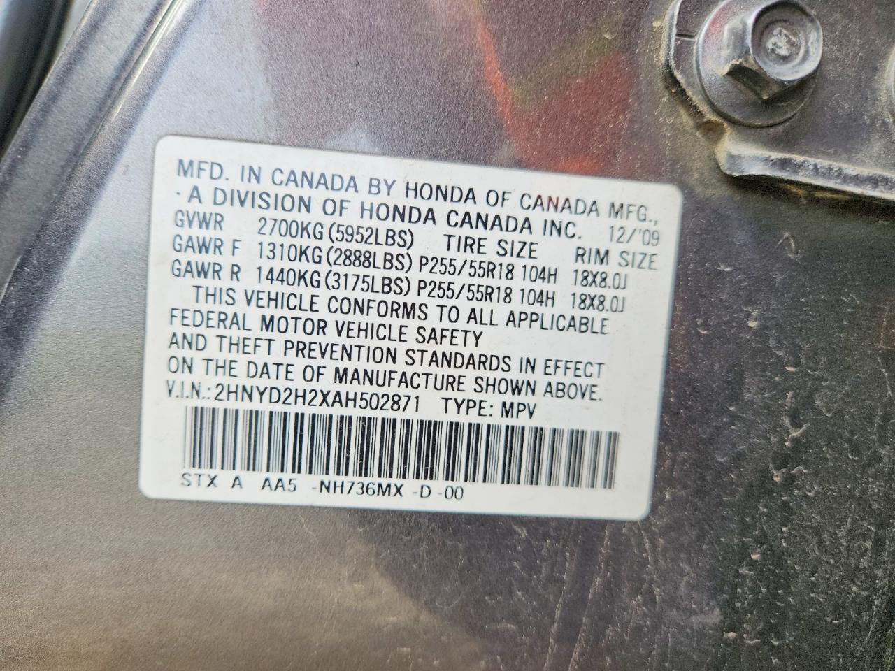 2010 Acura Mdx Gray vin: 2HNYD2H2XAH502871
