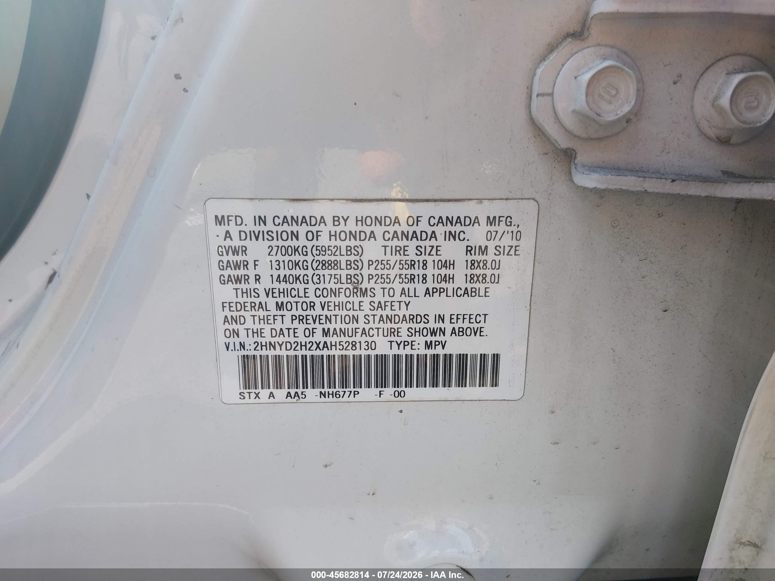 2010 Acura Mdx 3.7l (a6) Белый vin: 2HNYD2H2XAH528130