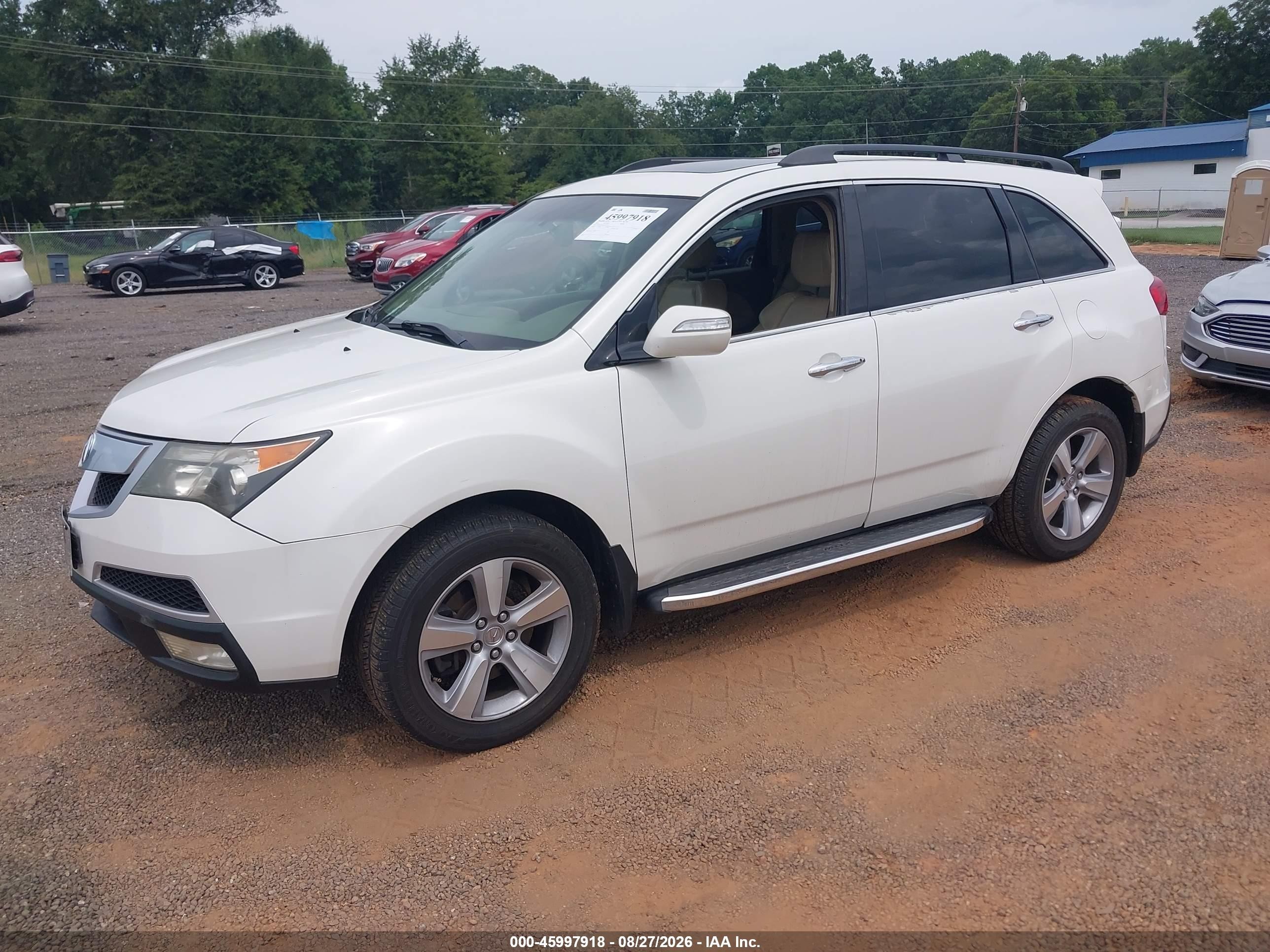 2012 Acura Mdx   White vin: 2HNYD2H2XCH523710
