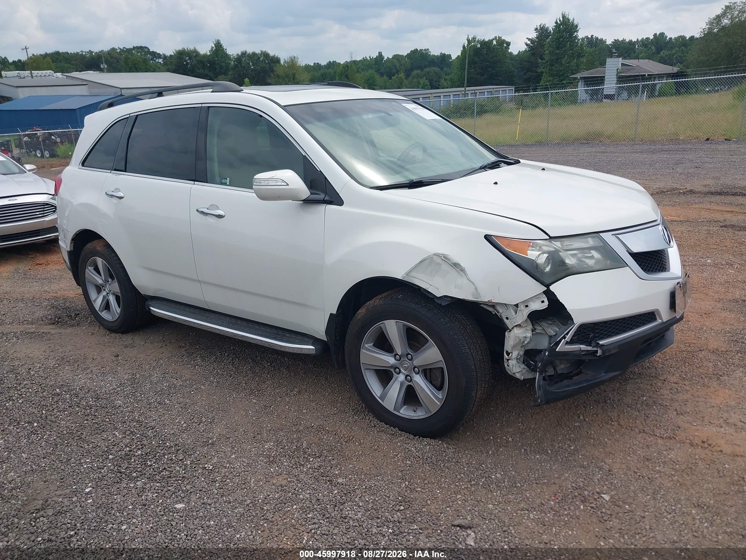 2012 Acura Mdx   White vin: 2HNYD2H2XCH523710