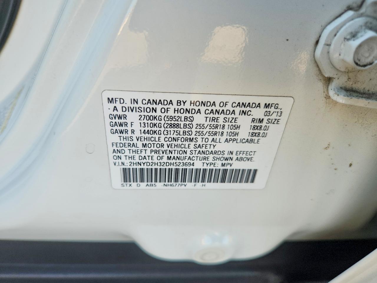 2013 Acura Mdx Technology White vin: 2HNYD2H32DH523694