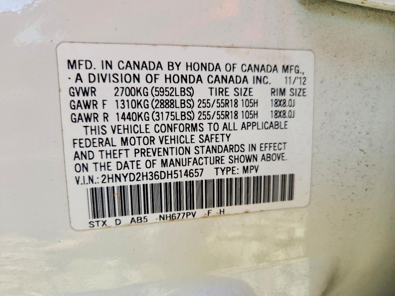 2013 Acura Mdx Technology White vin: 2HNYD2H36DH514657