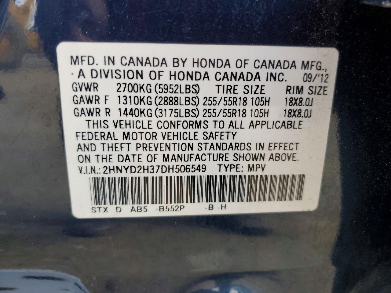 2013 Acura Mdx Technology Blue vin: 2HNYD2H37DH506549
