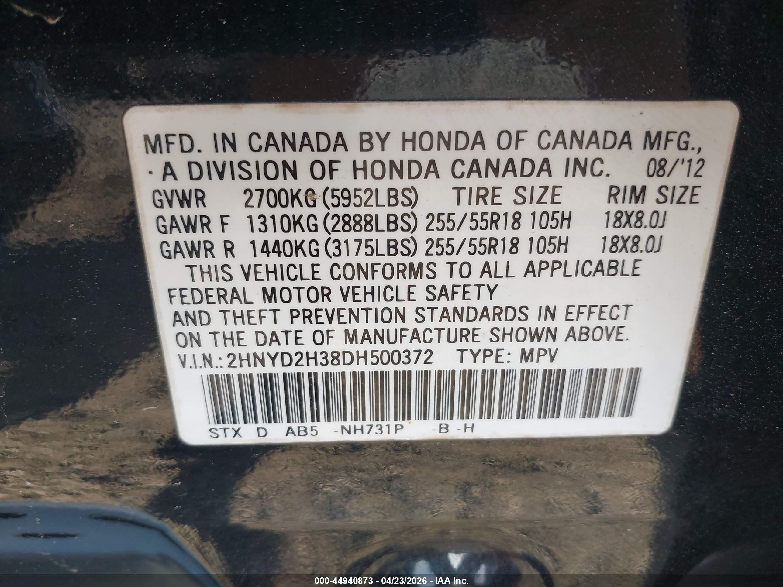 2013 Acura Mdx Technology Package Black vin: 2HNYD2H38DH500372