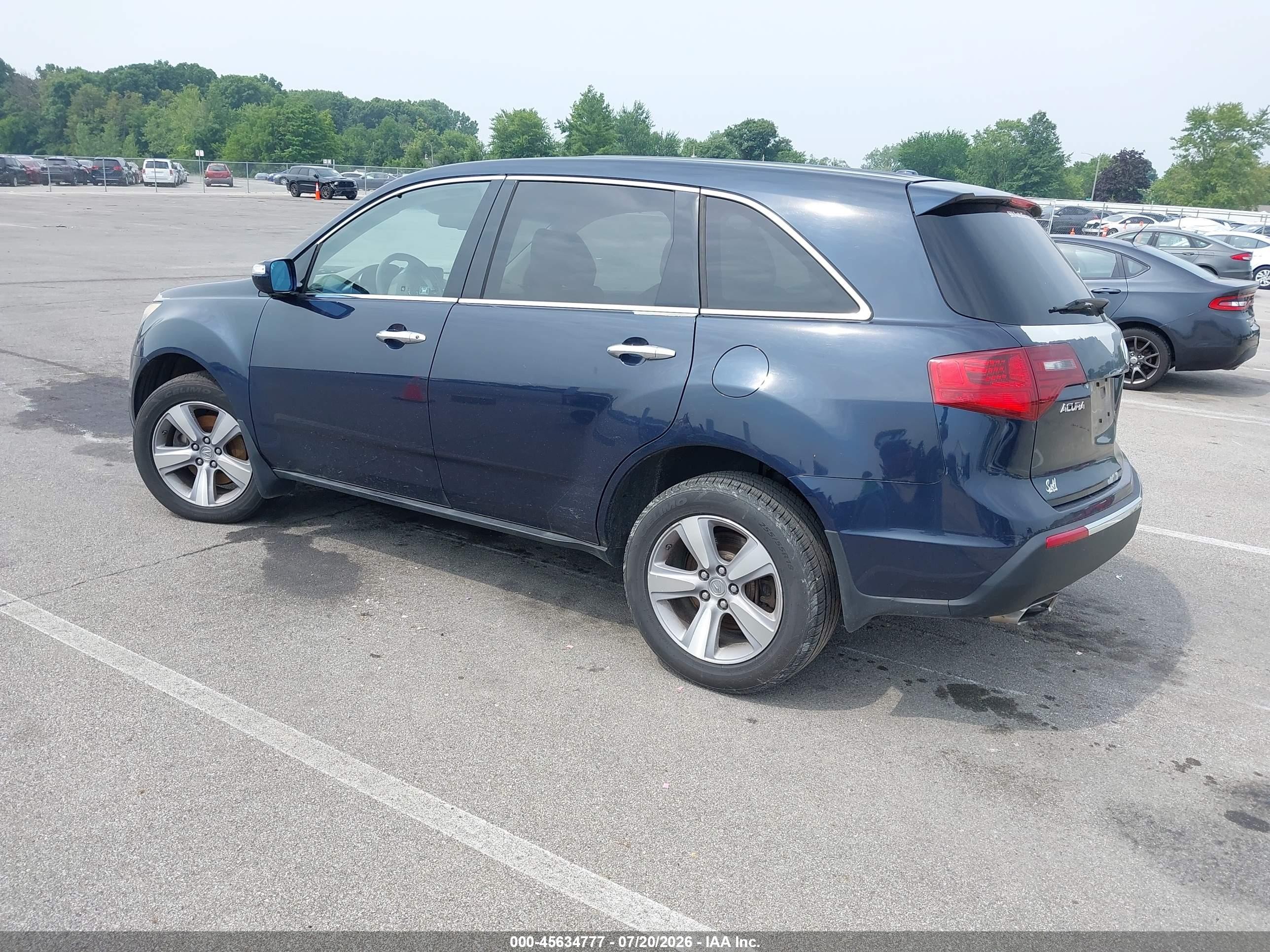 2012 Acura Mdx Technology Package Blue vin: 2HNYD2H39CH502579