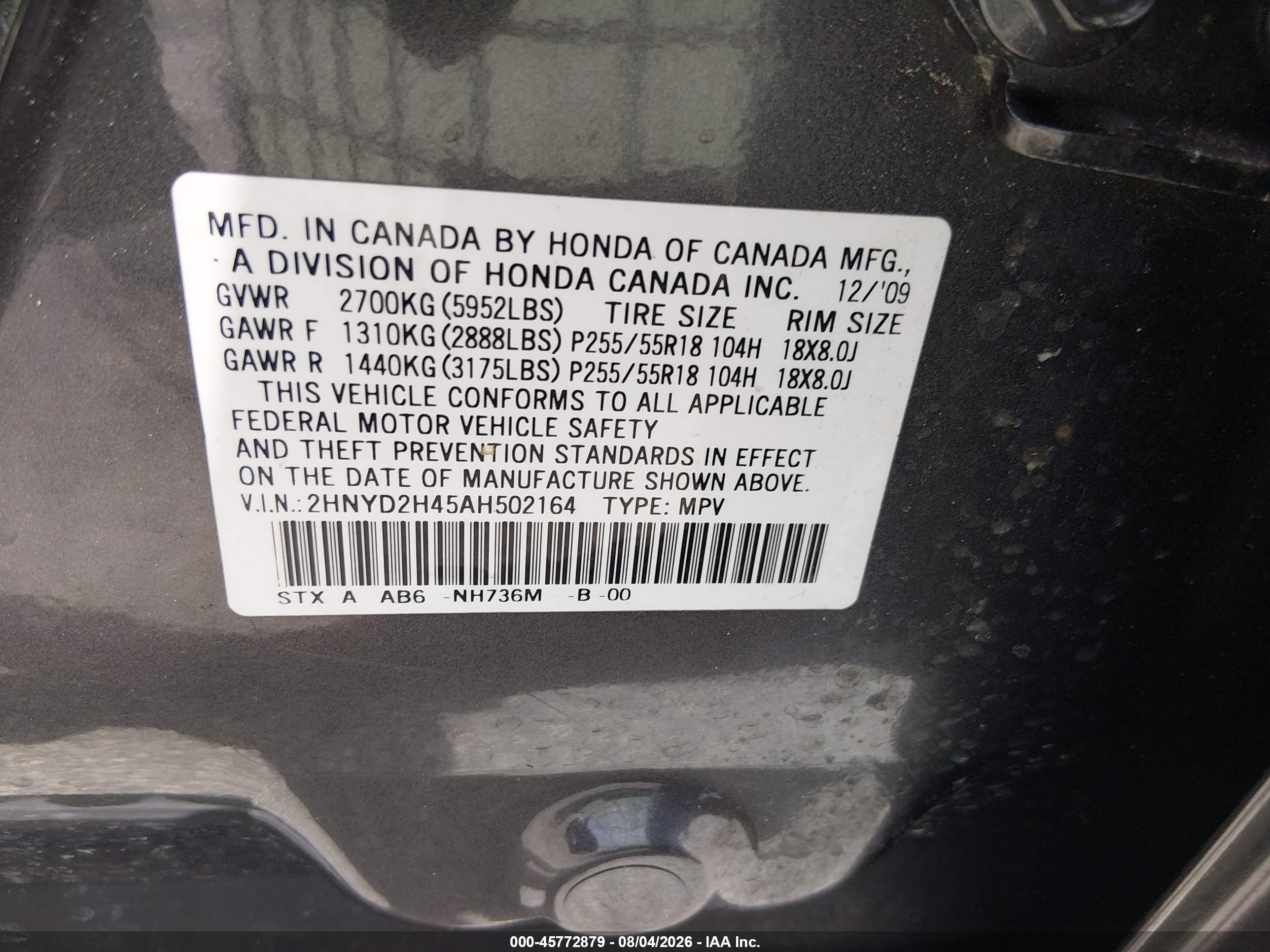 2010 Acura Mdx Technology Package Gray vin: 2HNYD2H45AH502164