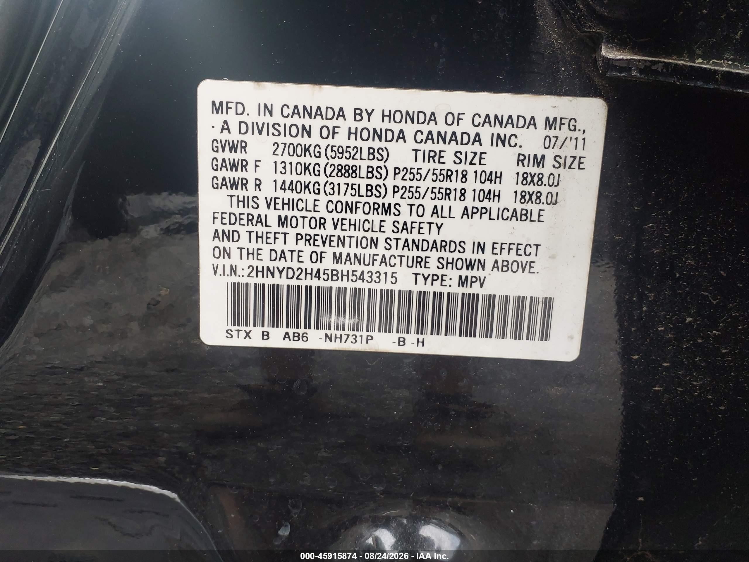2011 Acura Mdx Technology Package Black vin: 2HNYD2H45BH543315