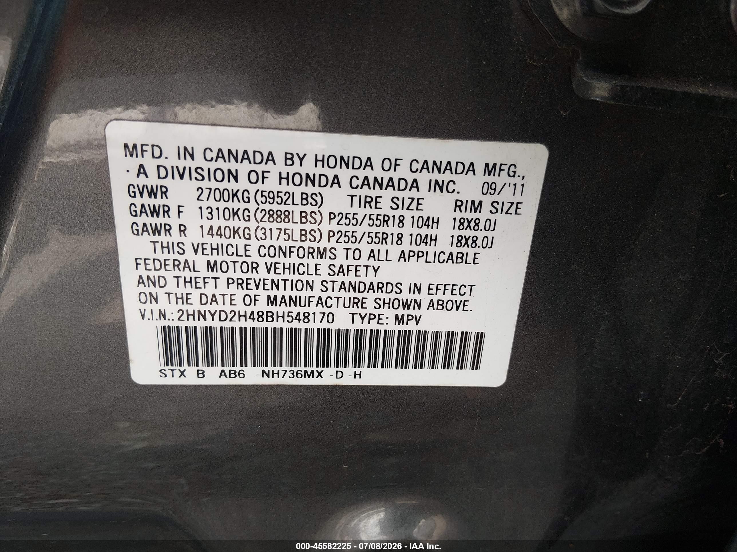 2011 Acura Mdx Technology Package Gray vin: 2HNYD2H48BH548170