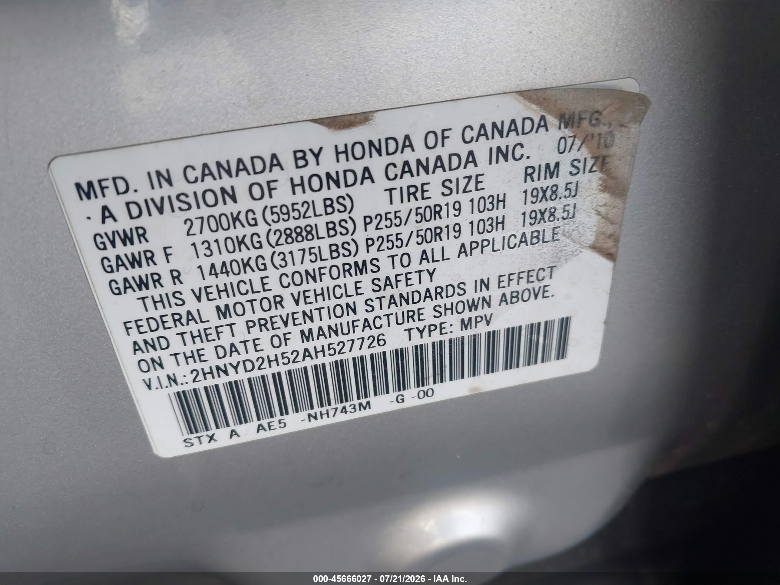 2010 Acura Mdx Advance Package Silver vin: 2HNYD2H52AH527726