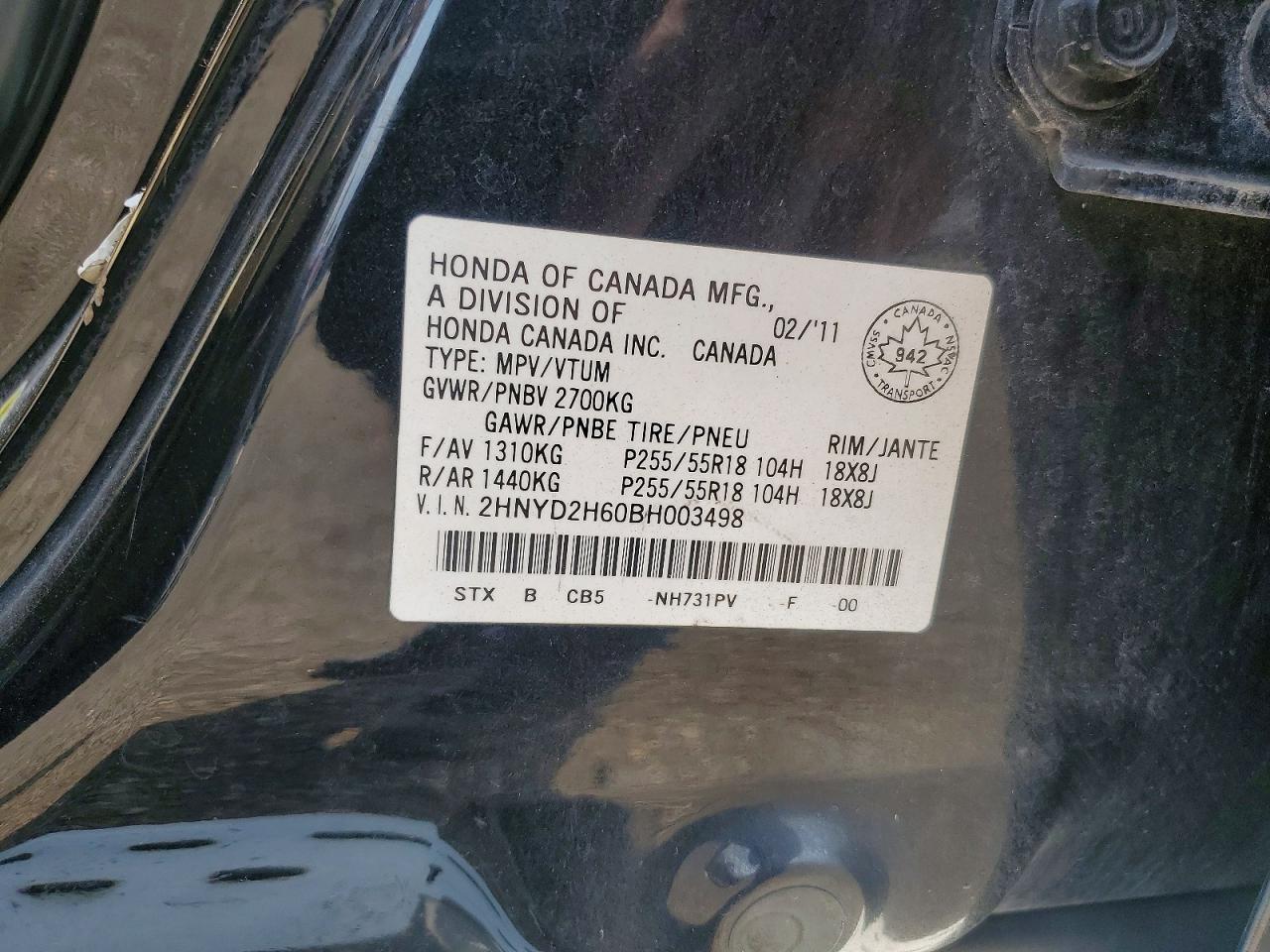 2011 Acura Mdx Technology Black vin: 2HNYD2H60BH003498