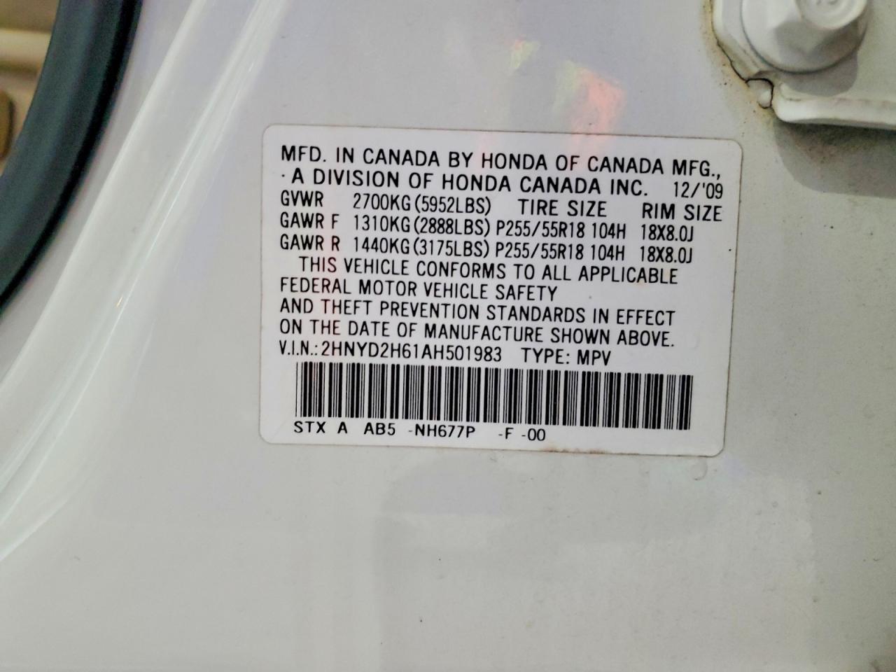 2010 Acura Mdx Technology White vin: 2HNYD2H61AH501983