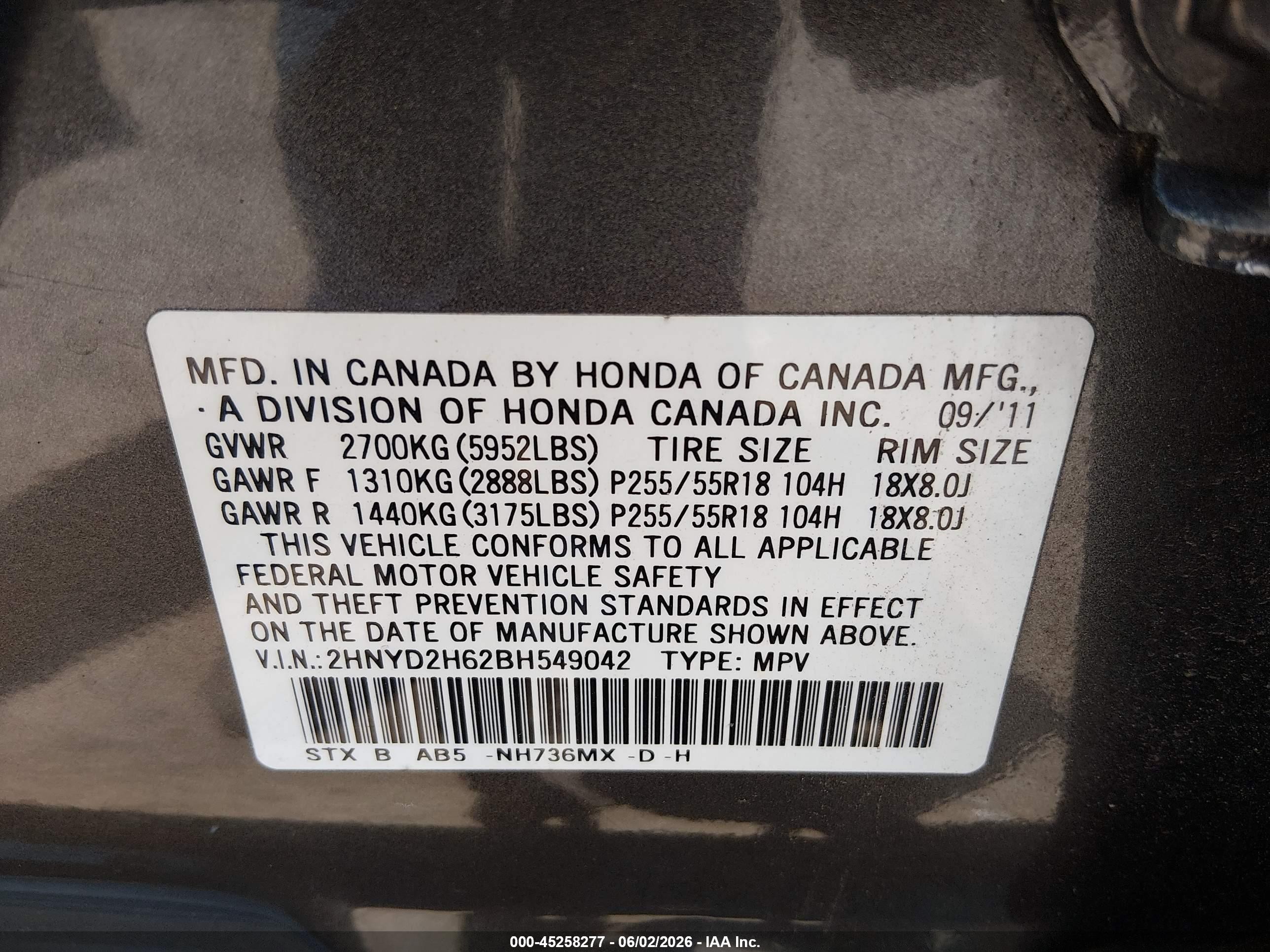 2011 Acura Mdx Technology Package Gray vin: 2HNYD2H62BH549042