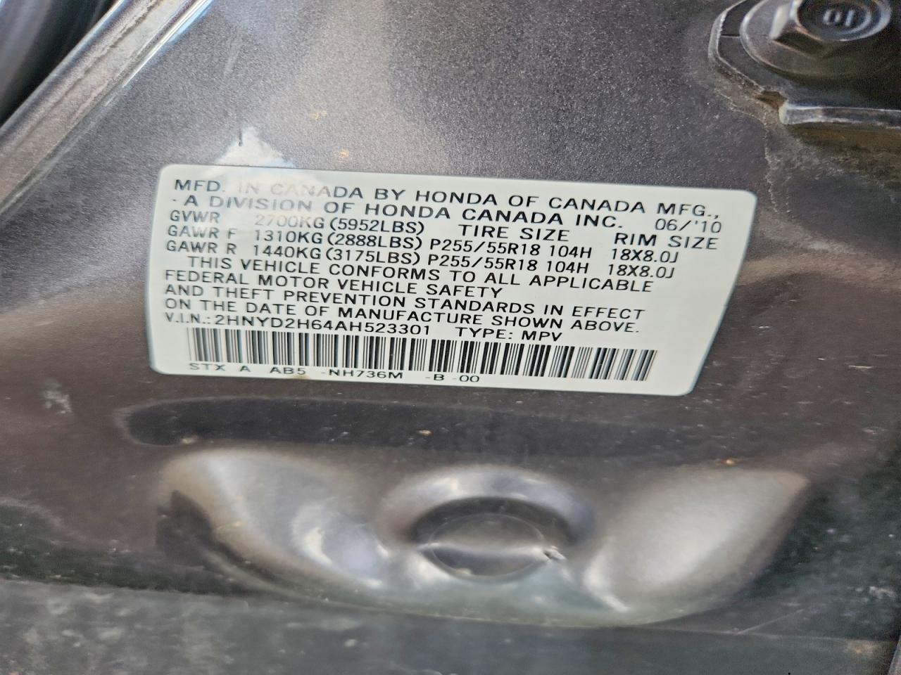 2010 Acura Mdx Technology Charcoal vin: 2HNYD2H64AH523301