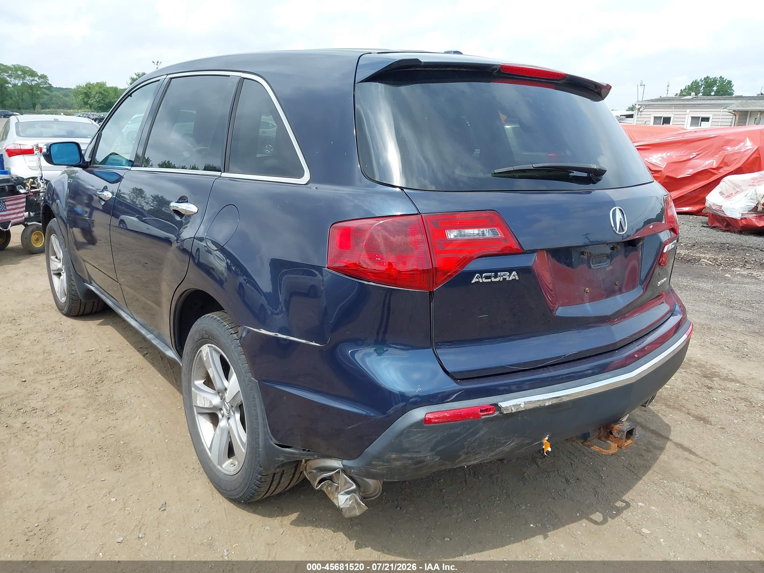 2011 Acura Mdx Technology Package Blue vin: 2HNYD2H64BH531206