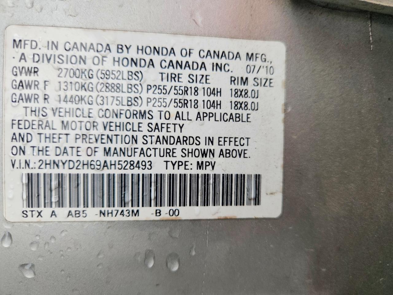 2010 Acura Mdx Technology Silver vin: 2HNYD2H69AH528493