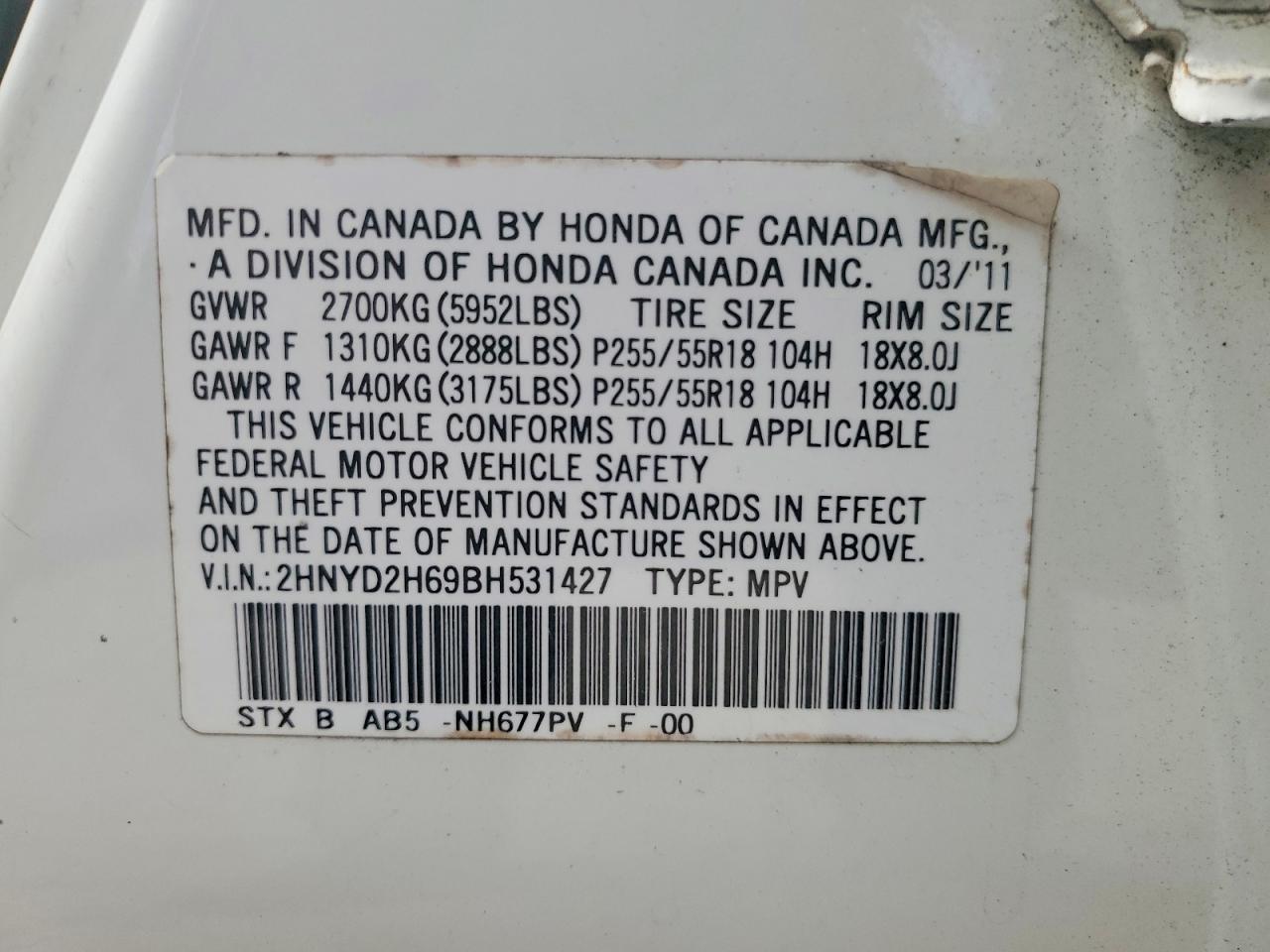 2011 Acura Mdx Technology White vin: 2HNYD2H69BH531427
