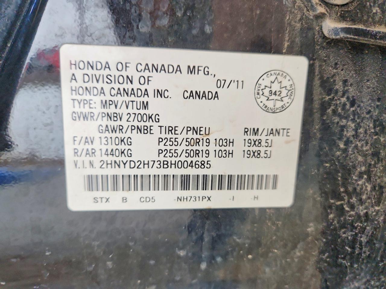 2011 Acura Mdx Advance Black vin: 2HNYD2H73BH004685