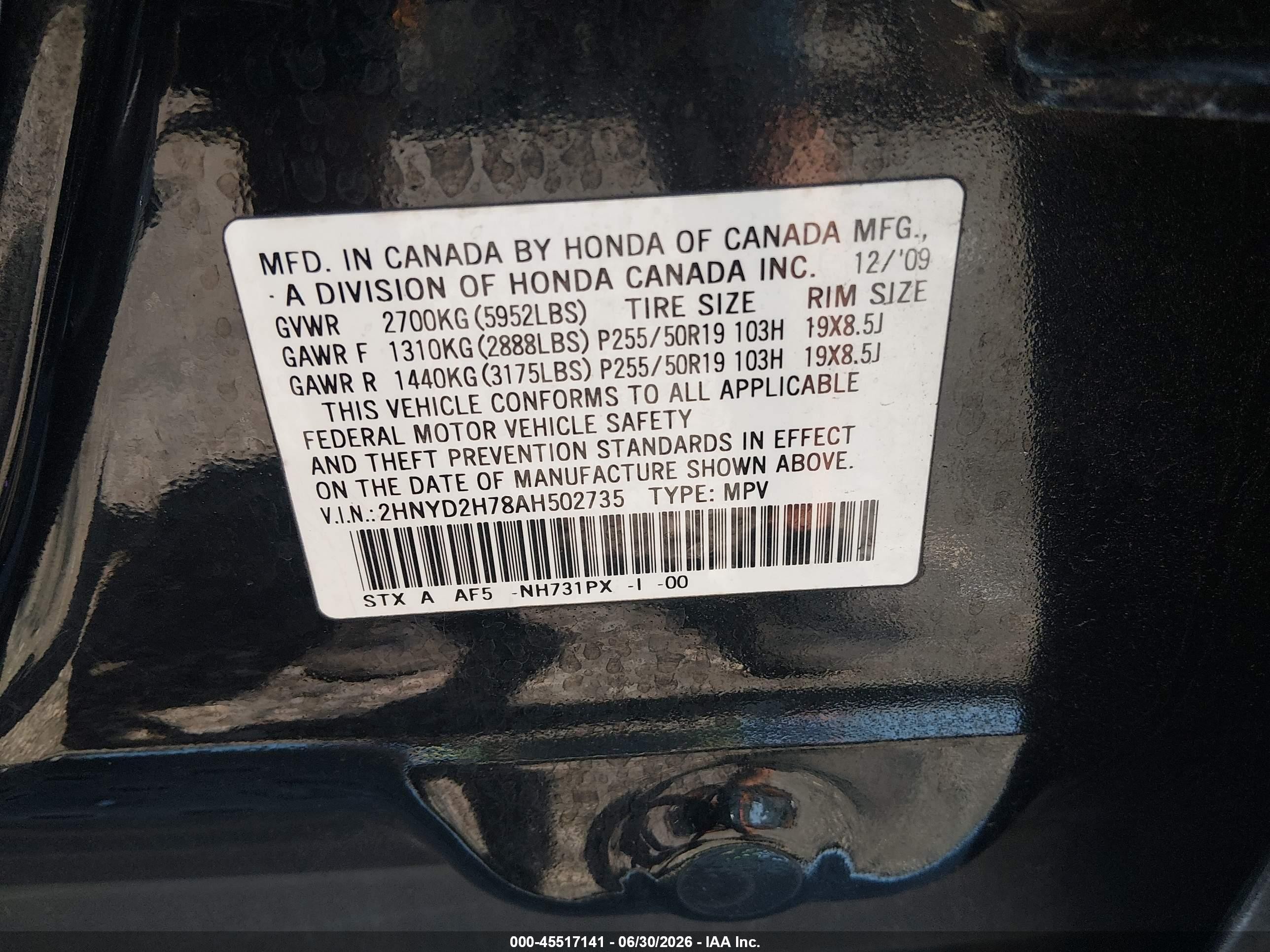 2010 Acura Mdx Advance Package Black vin: 2HNYD2H78AH502735