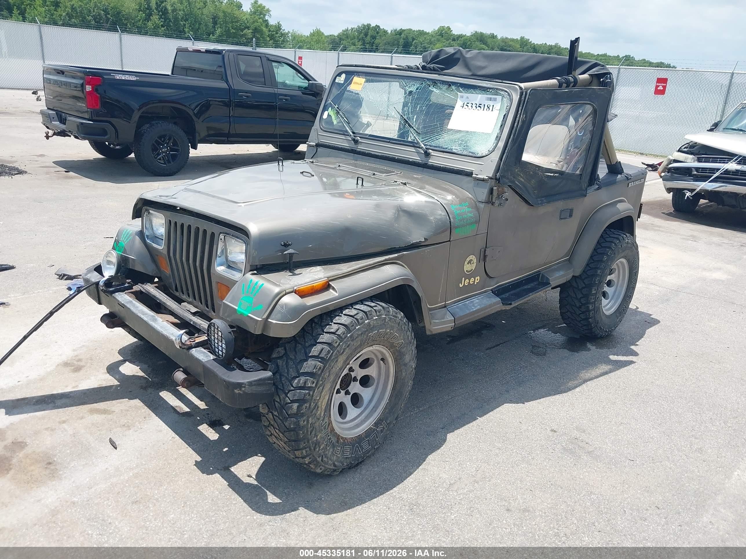 1989 Jeep Wrangler / Yj Sahara Green vin: 2J4FY49T0KJ168732