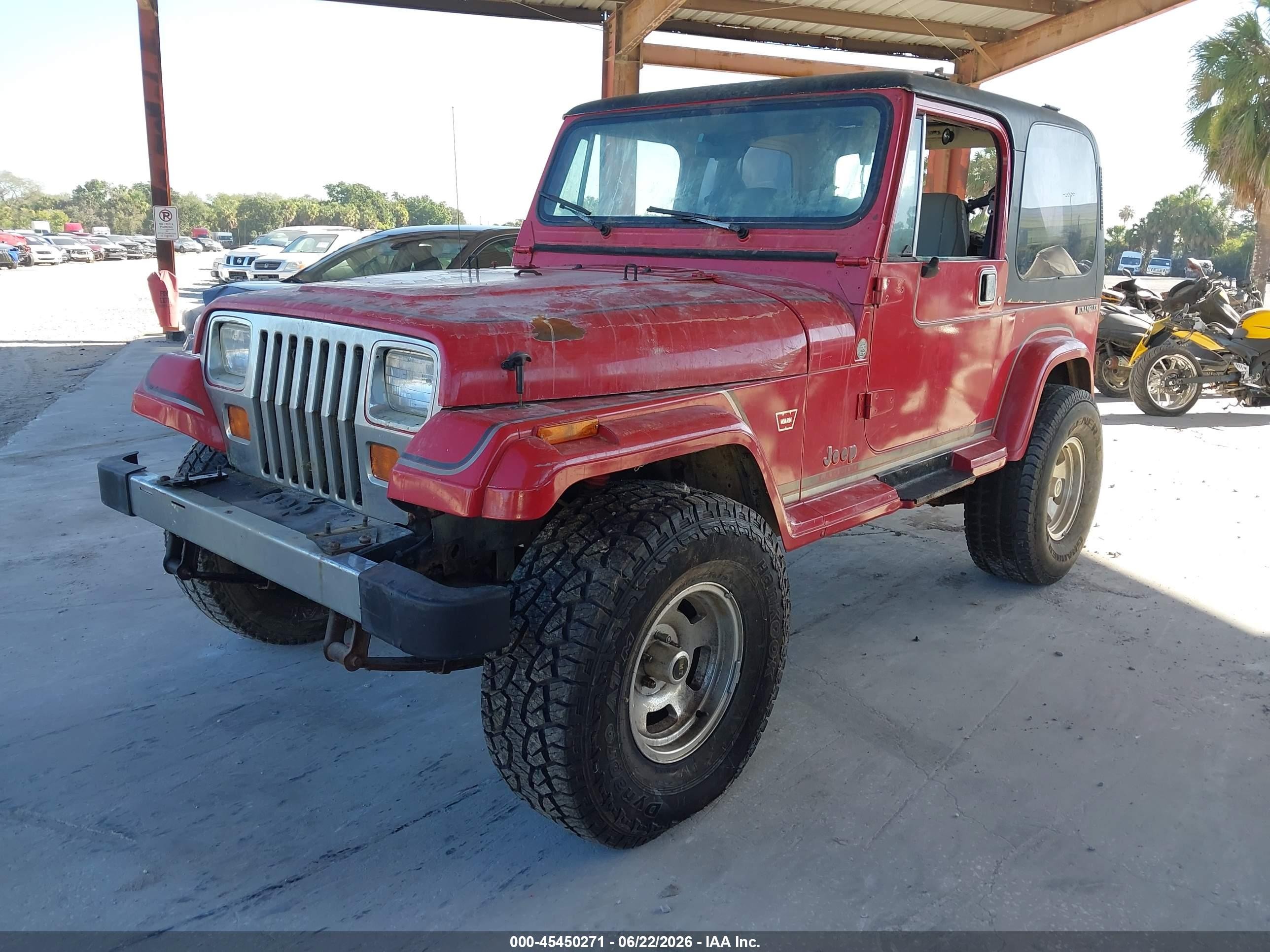 1990 Jeep Wrangler / Yj Laredo Red vin: 2J4FY59T8LJ519832