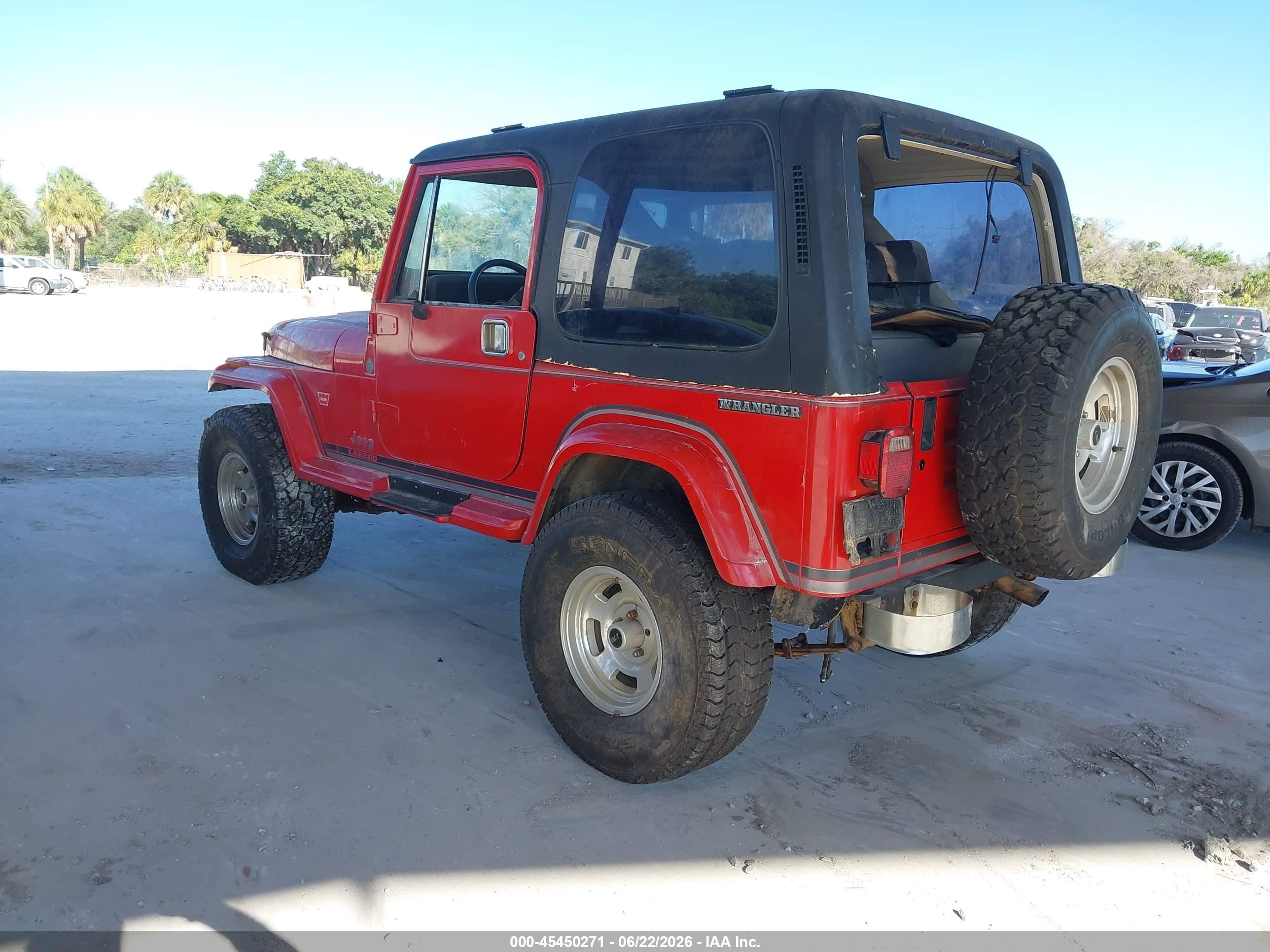 1990 Jeep Wrangler / Yj Laredo Red vin: 2J4FY59T8LJ519832