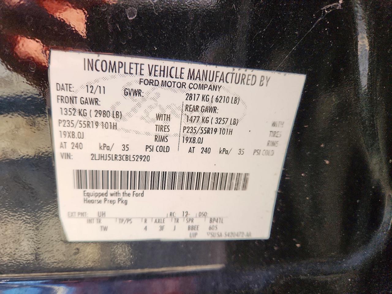 2012 Lincoln Mkt Black vin: 2LJHJ5LR3CBL52920