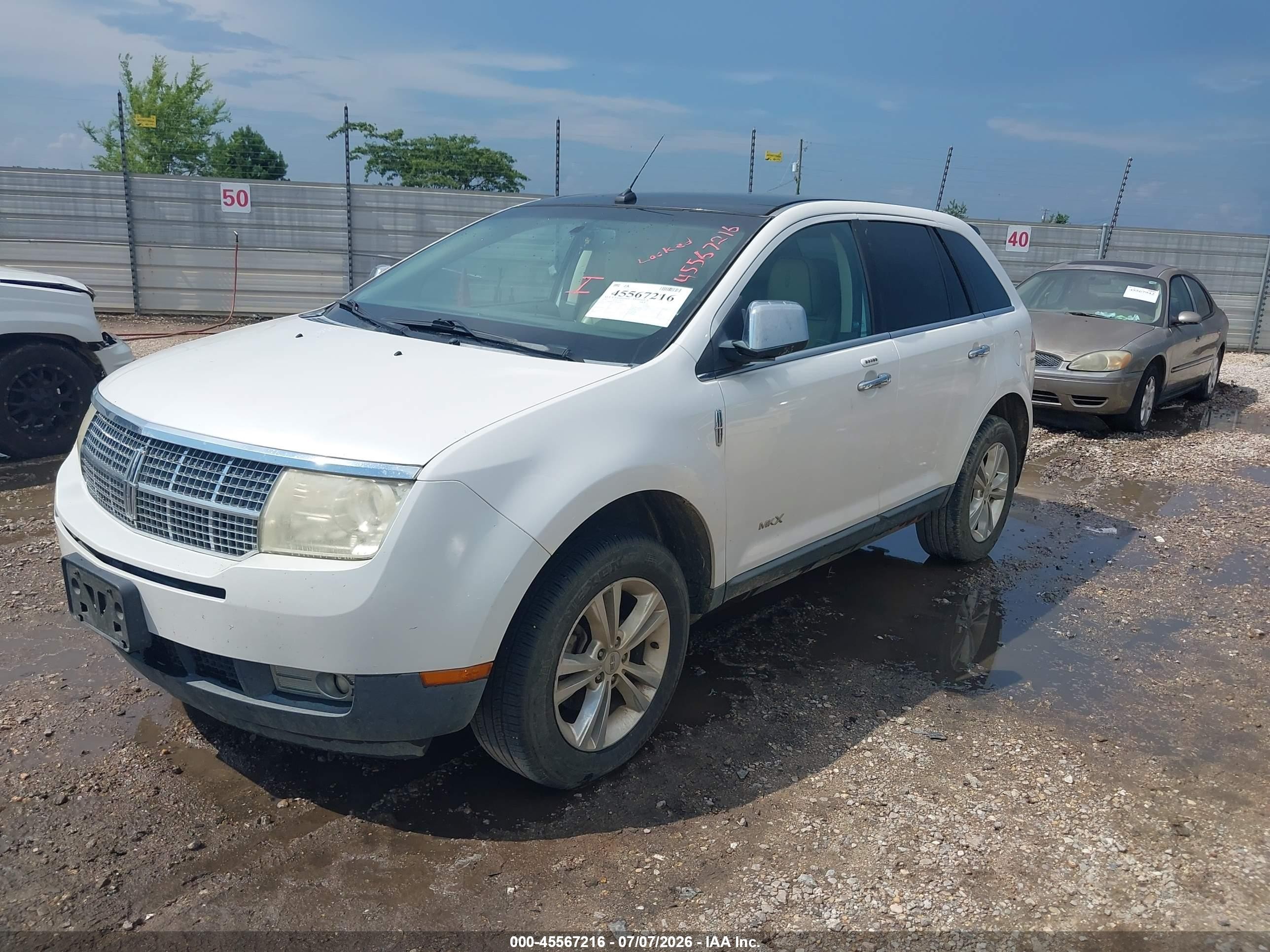 2010 Lincoln Mkx   White vin: 2LMDJ6JC2ABJ02491