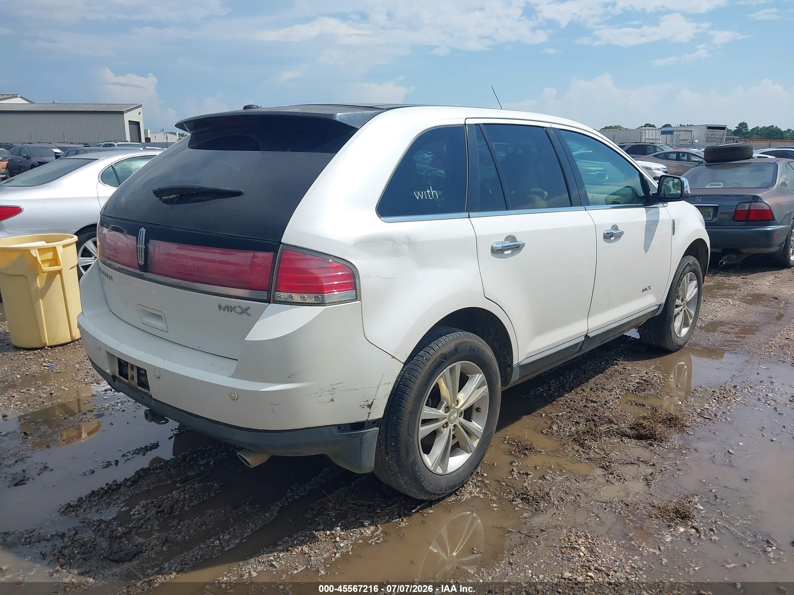 2010 Lincoln Mkx   White vin: 2LMDJ6JC2ABJ02491