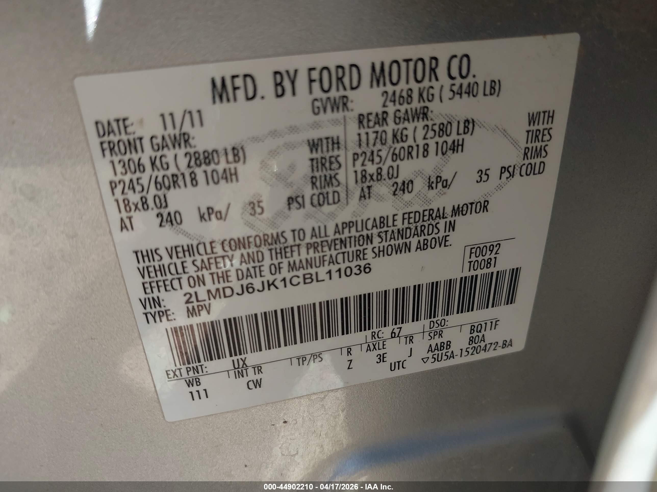 2012 Lincoln Mkx   Silver vin: 2LMDJ6JK1CBL11036