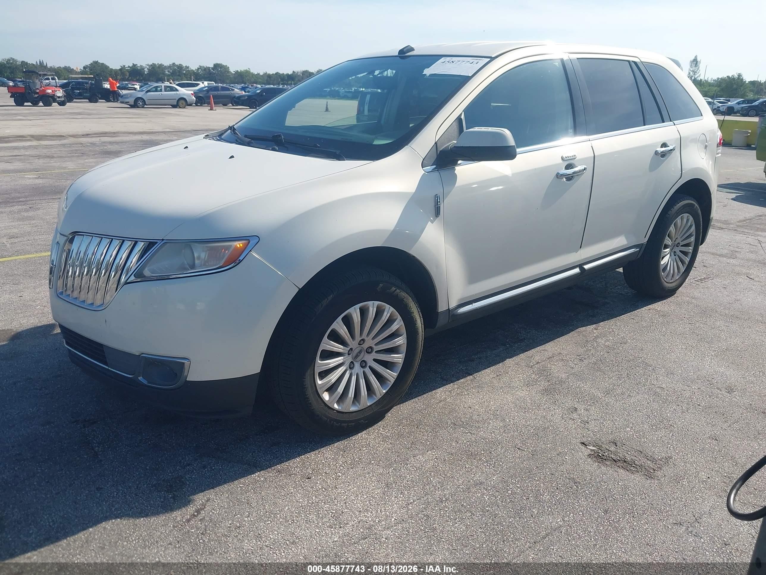 2013 Lincoln Mkx   White vin: 2LMDJ6JK1DBL44751