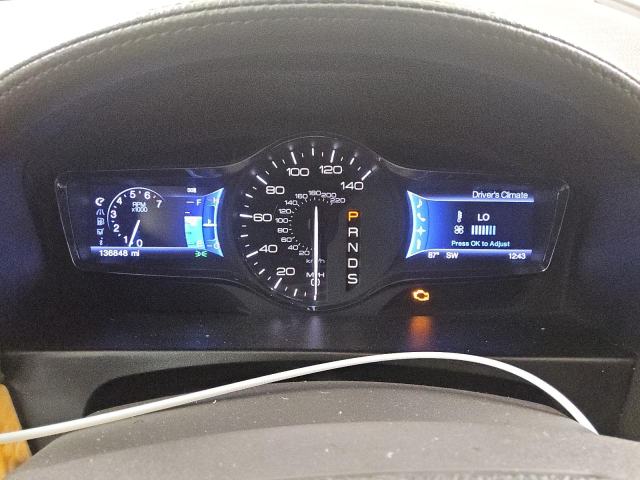2013 Lincoln Mkx Black vin: 2LMDJ6JK2DBL22600 Damage: Warning Light - Engine, On, Unacceptable