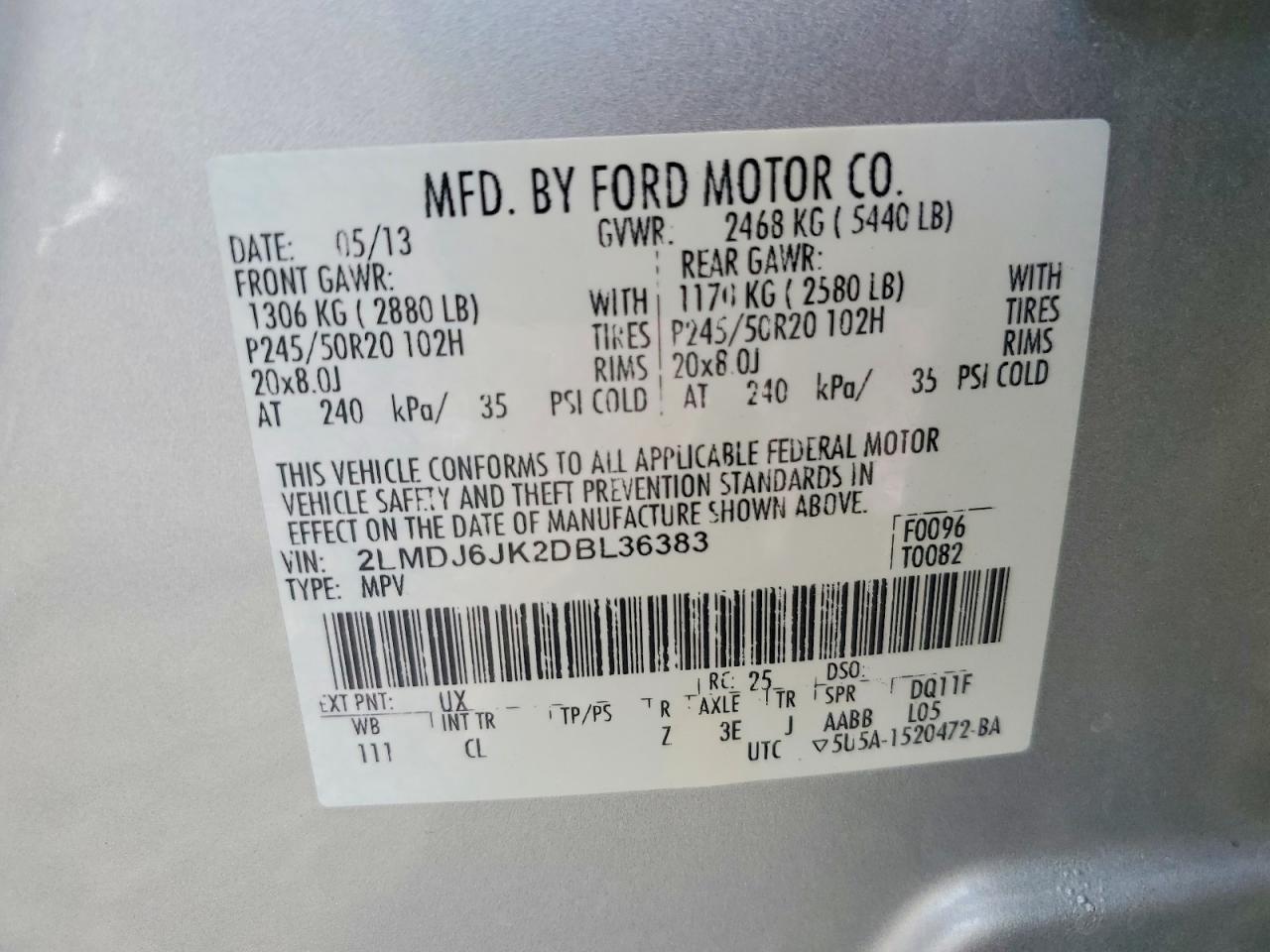 2013 Lincoln Mkx Silver vin: 2LMDJ6JK2DBL36383