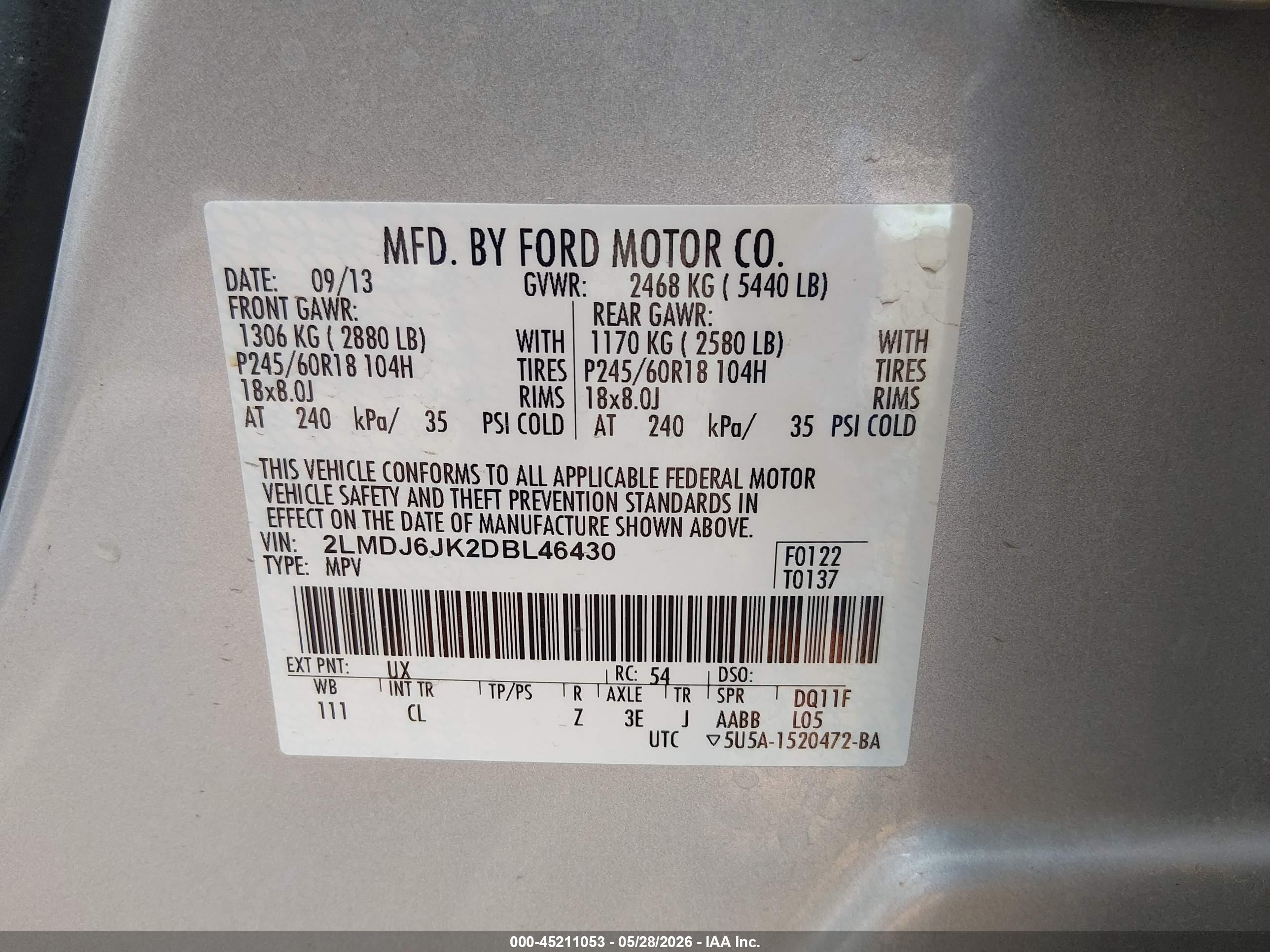 2013 Lincoln Mkx   Silver vin: 2LMDJ6JK2DBL46430