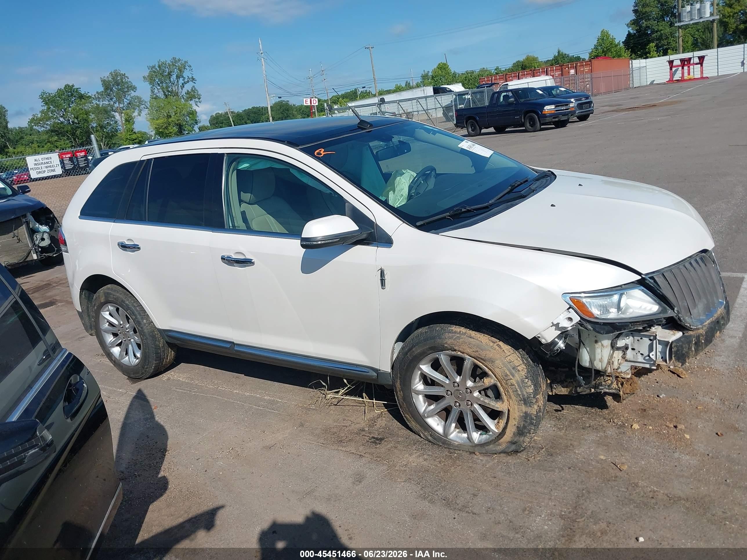 2015 Lincoln Mkx   White vin: 2LMDJ6JK2FBL30618