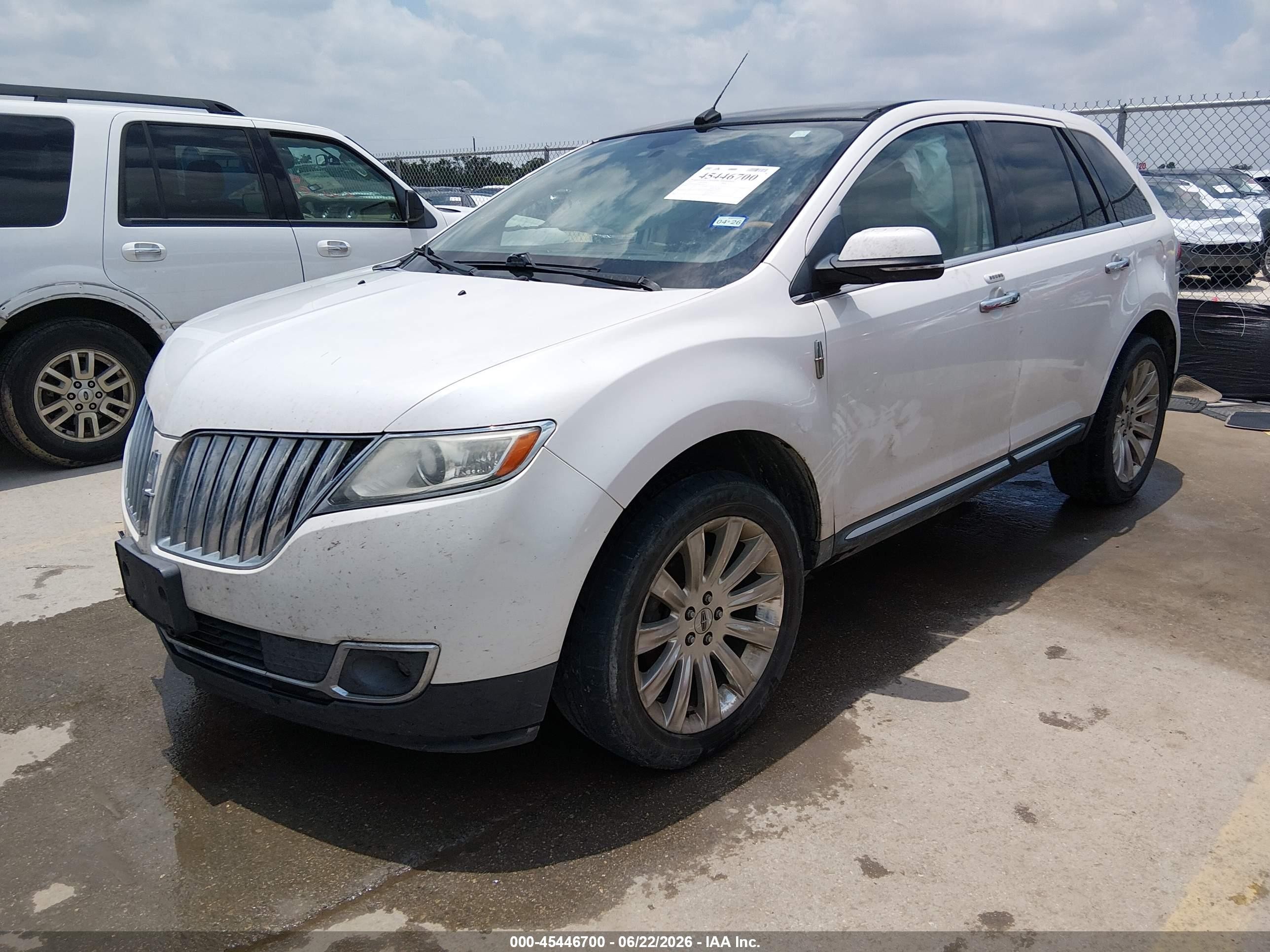 2013 Lincoln Mkx   White vin: 2LMDJ6JK3DBL43553