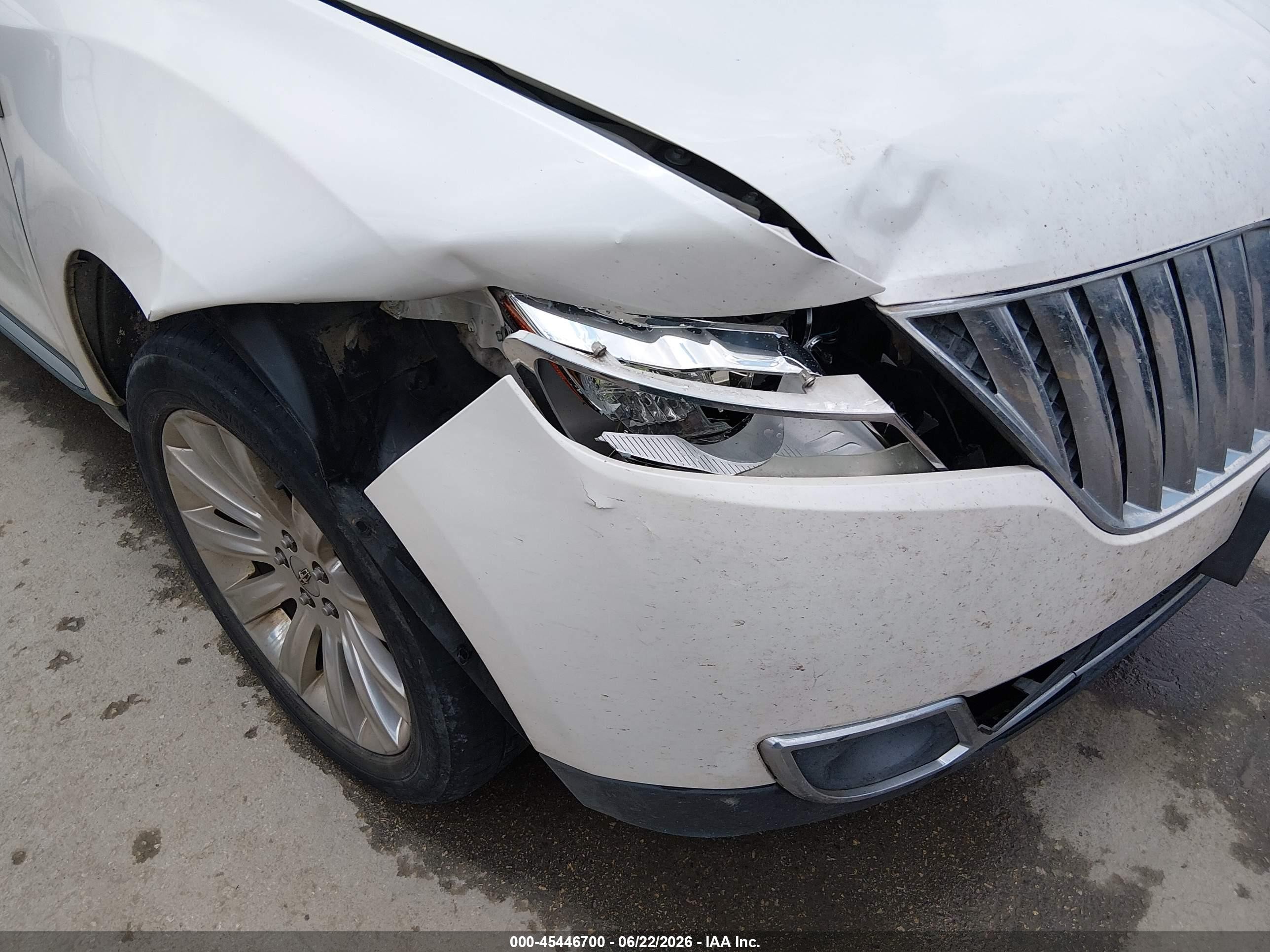 2013 Lincoln Mkx   White vin: 2LMDJ6JK3DBL43553