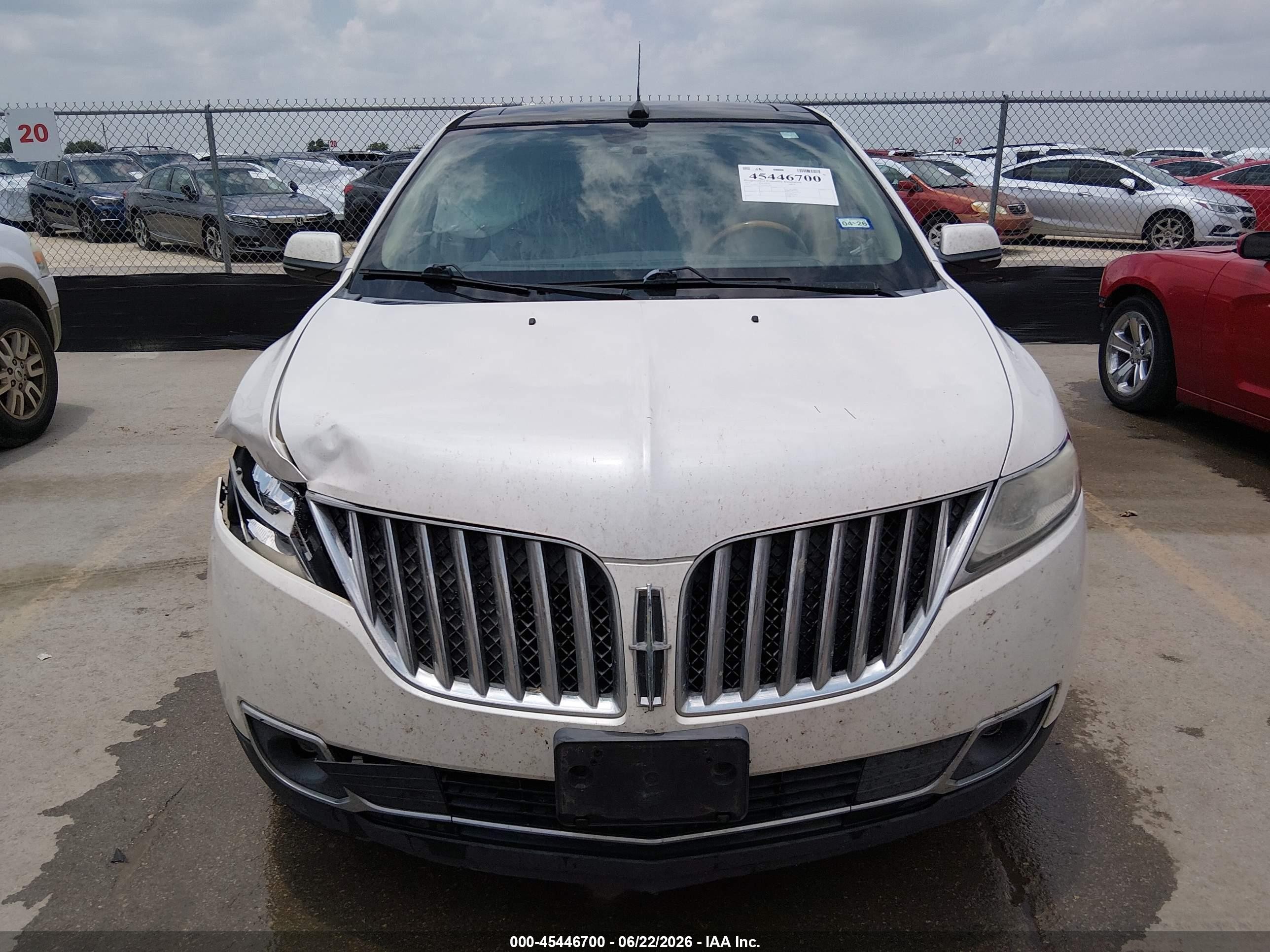 2013 Lincoln Mkx   White vin: 2LMDJ6JK3DBL43553