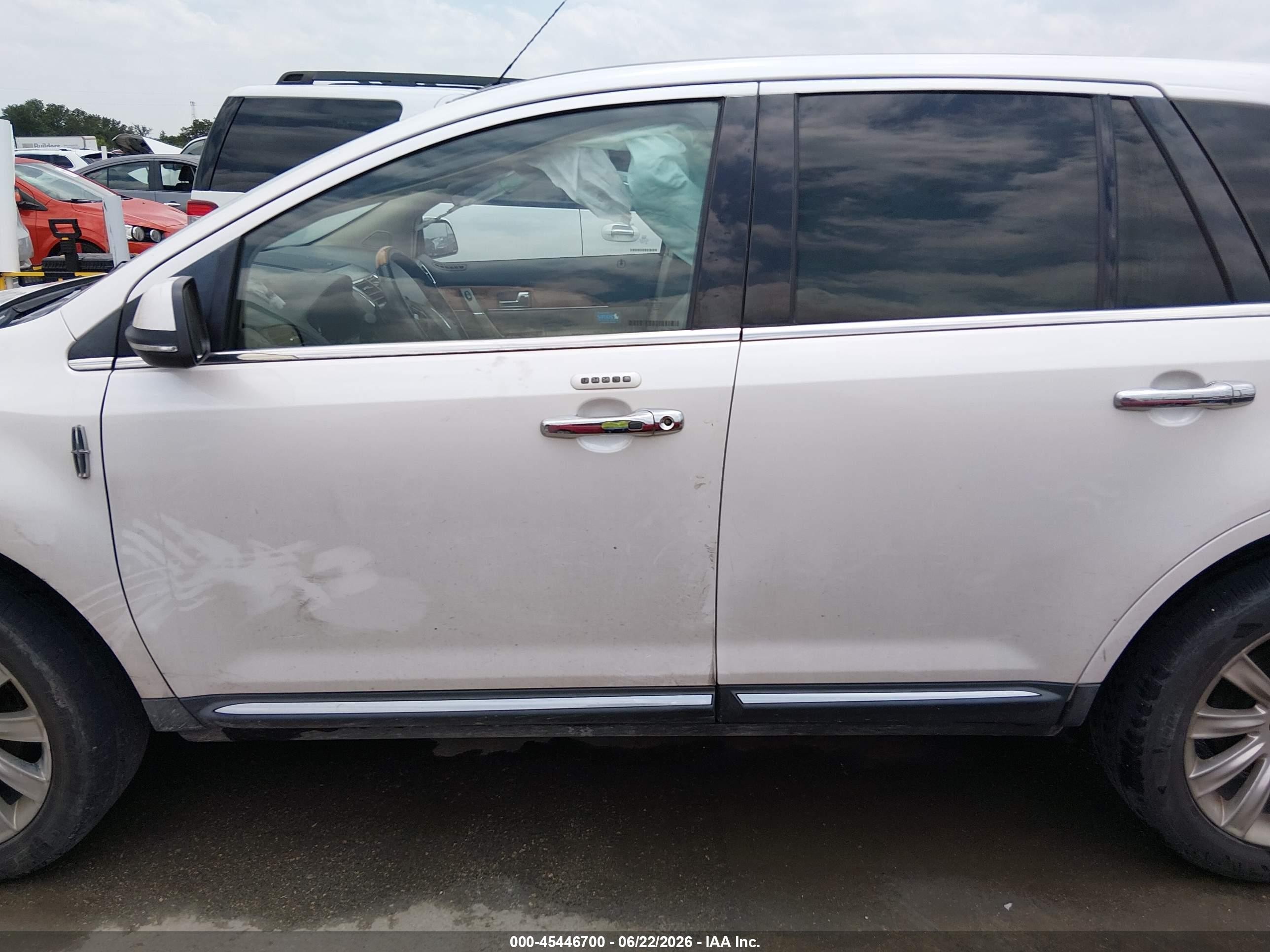 2013 Lincoln Mkx   White vin: 2LMDJ6JK3DBL43553