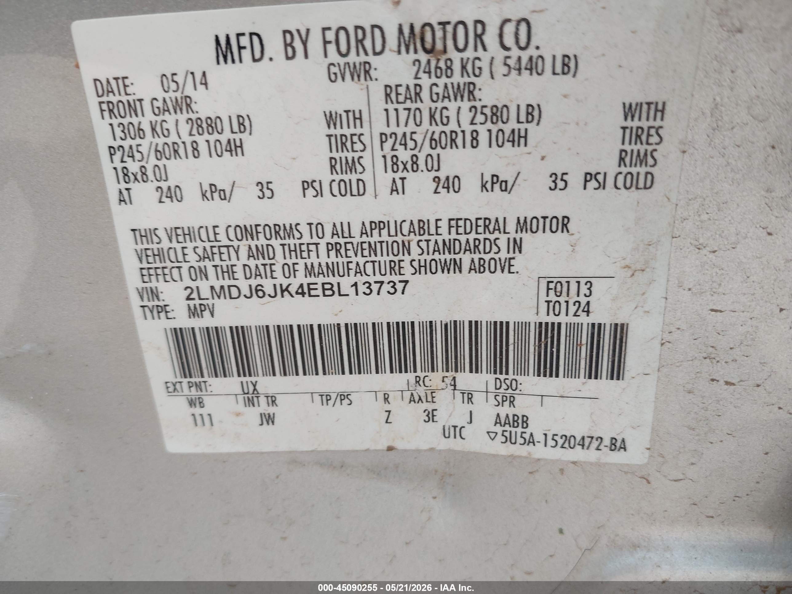 2014 Lincoln Mkx   Silver vin: 2LMDJ6JK4EBL13737
