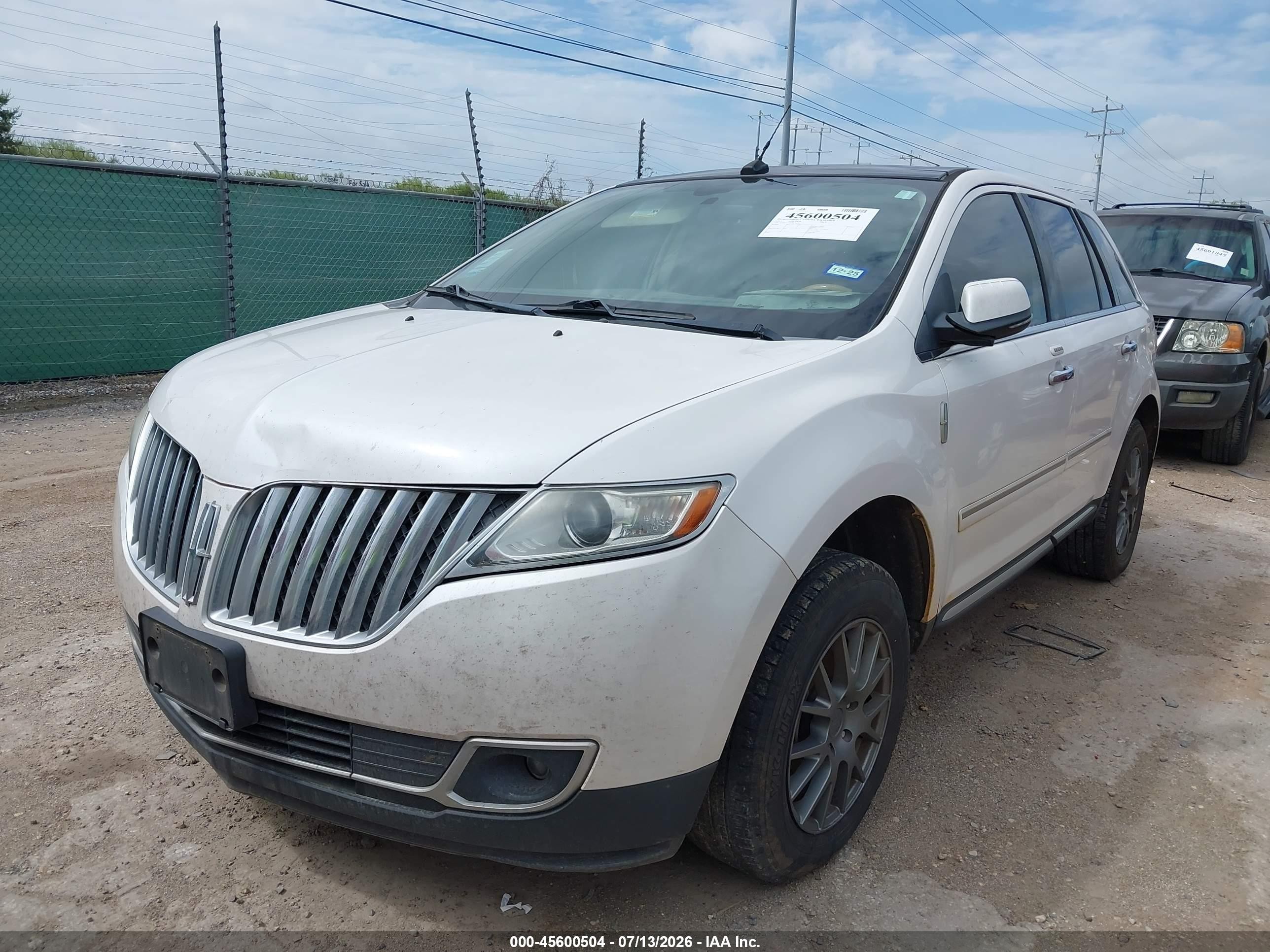 2013 Lincoln Mkx   White vin: 2LMDJ6JK6DBL36564