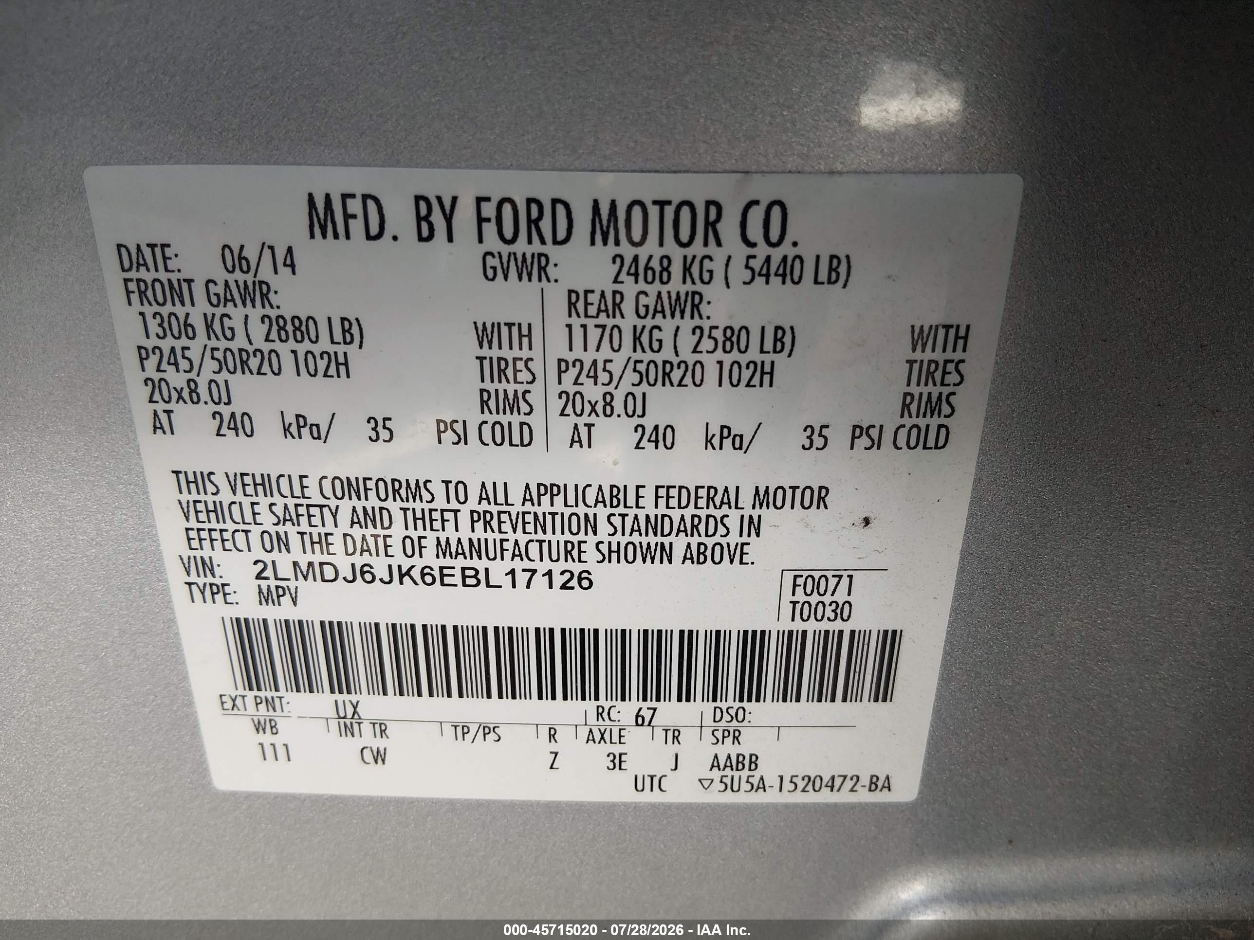 2014 Lincoln Mkx   Silver vin: 2LMDJ6JK6EBL17126